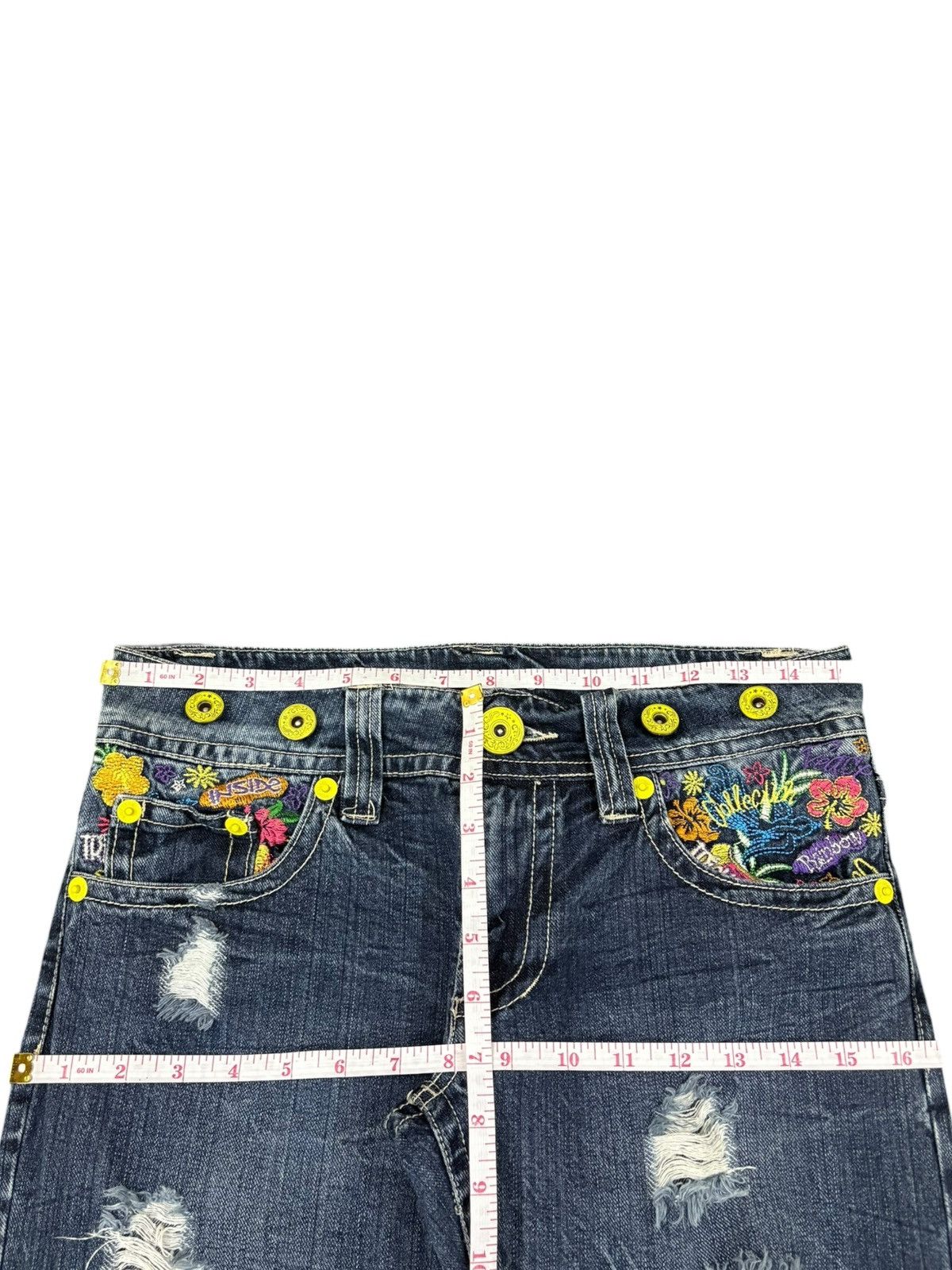 Other Vintage Japanese Brand Suspenders Crack Wash Distress Jeans Size 31" - 9 Thumbnail