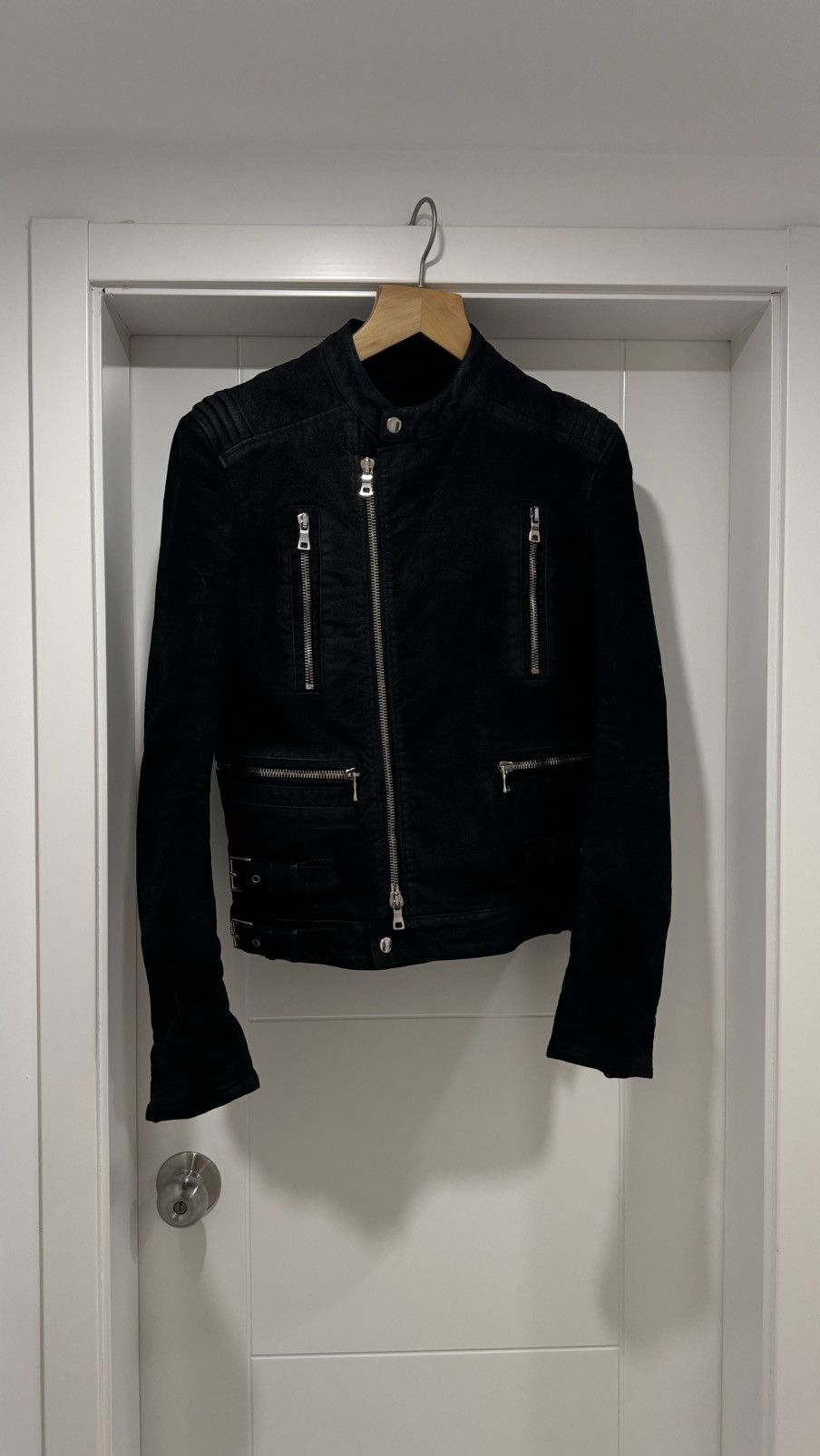 Image of Balmain Coated Cotton Jacket in Black, Men's (Size Small)