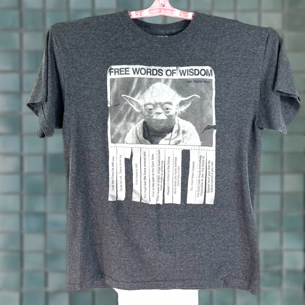 Star Wars Yoda Free Words Of Wisdom T Shirt Adult M Gray Star Wars Tee Mens Size US M / EU 48-50 / 2 - 1 Thumbnail
