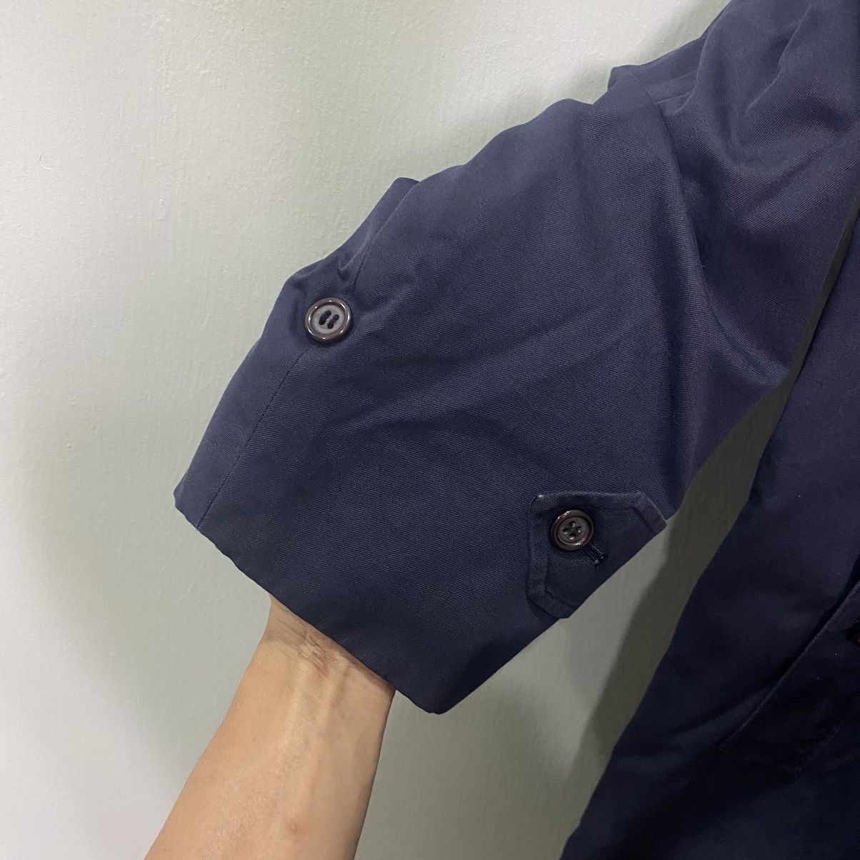Burberry VTG Burberry Navy Balmacaan Coat Nova Check Lining England Size US L / EU 52-54 / 3 - 6 Thumbnail