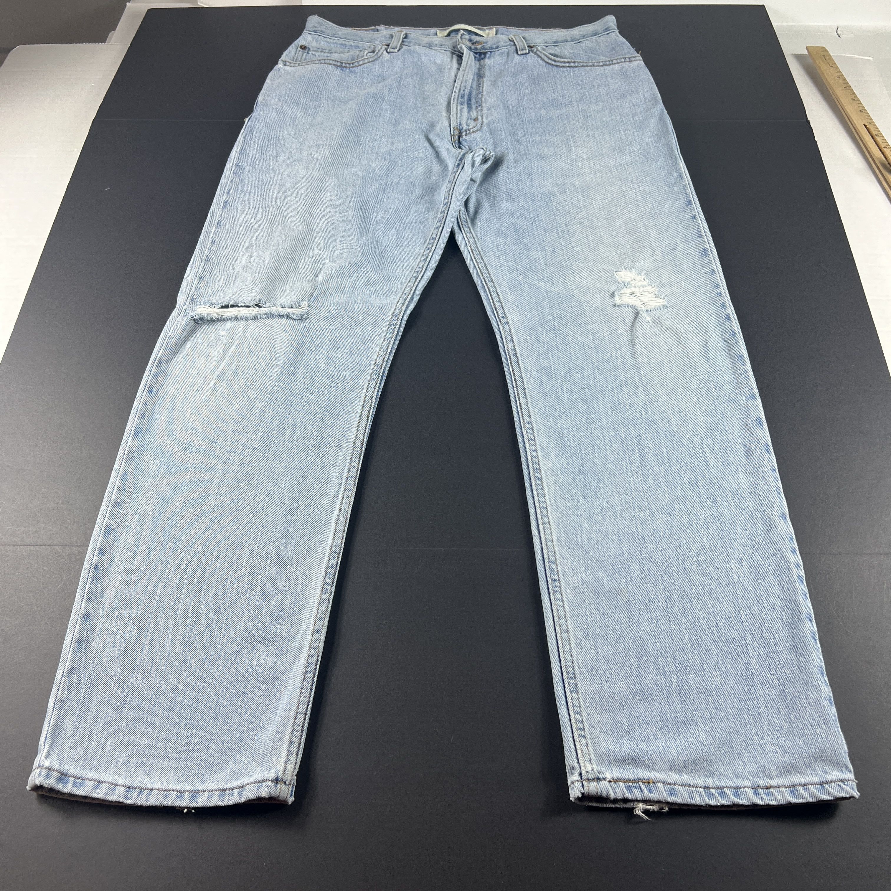 Levi's Y2K Levi's Jeans 505 Straight Light Blue Distressed Denim Size US 35 - 1 Thumbnail