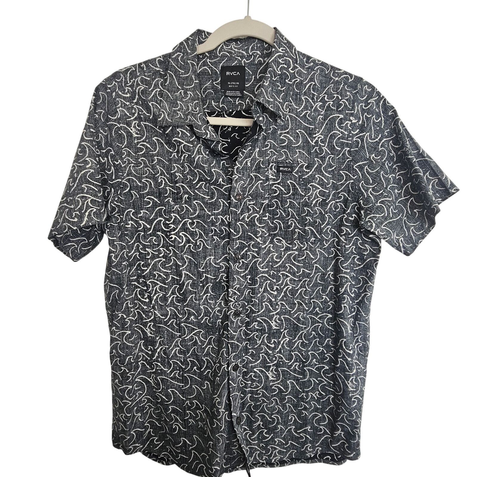 RVCA RVCA Boys Shirt Gray White Wave Print Boy's Fit XL Size US XL / EU 56 / 4 - 1 Thumbnail