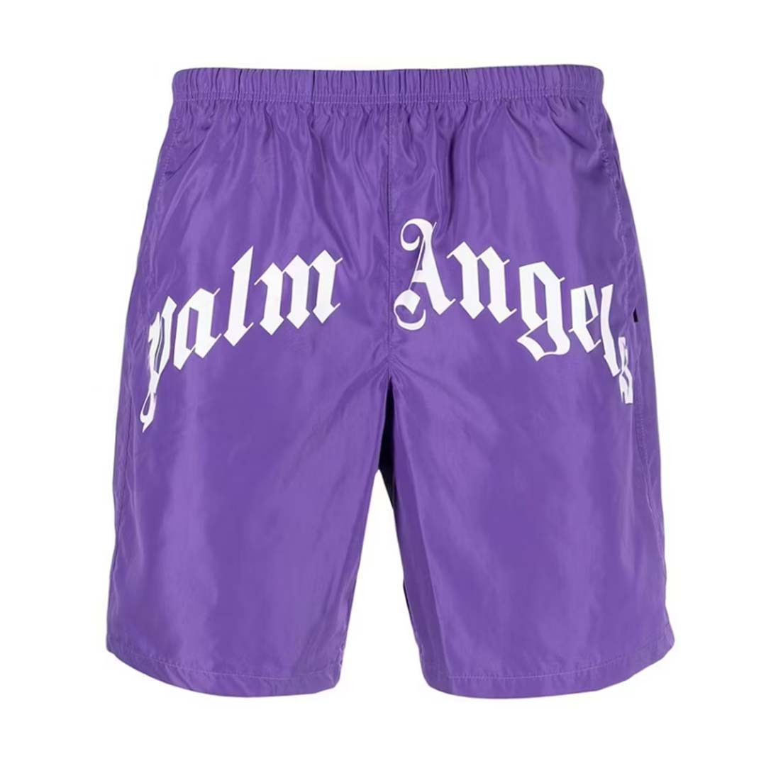 Palm Angels Curved Logo Swim Shorts Purple Size US 36 / EU 52 - 1 Thumbnail