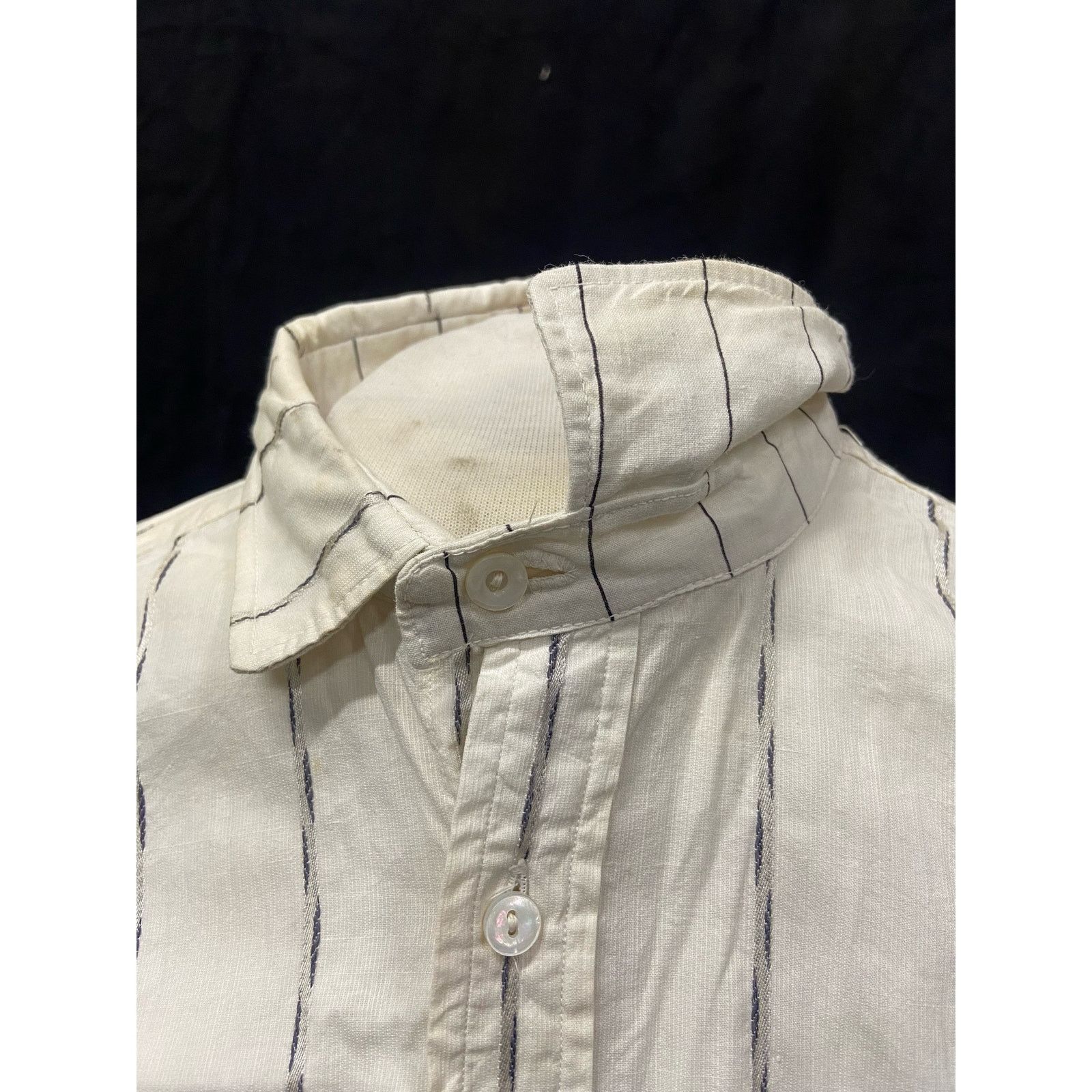 Vintage 20s 30s Vintage White Black Striped Cotton Dress Shirt Size US L / EU 52-54 / 3 - 7 Thumbnail
