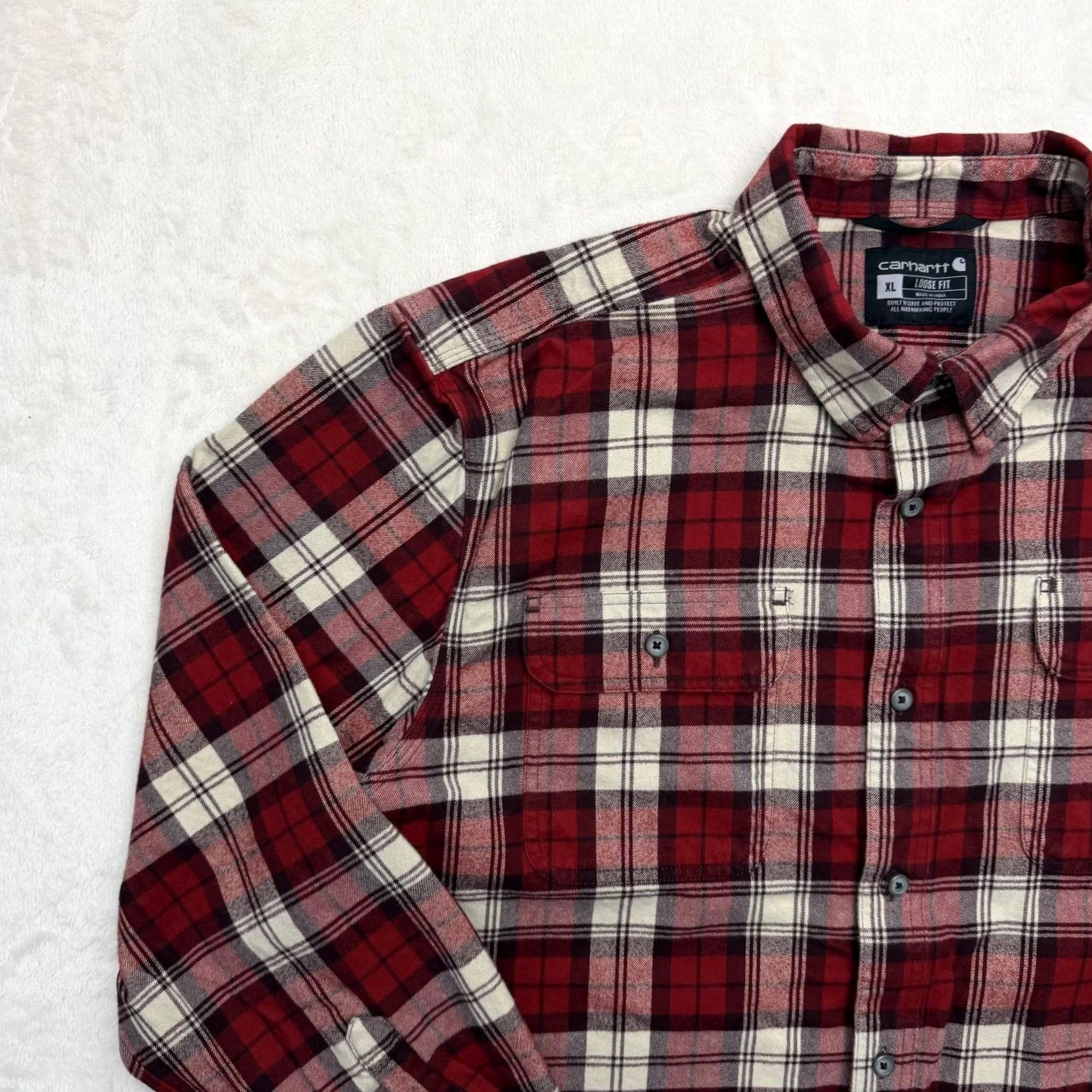 Carhartt Carhartt Flannel Shirt Shacket XL Red Plaid Button-Up Workwear Mens Size US XL / EU 56 / 4 - 6 Thumbnail
