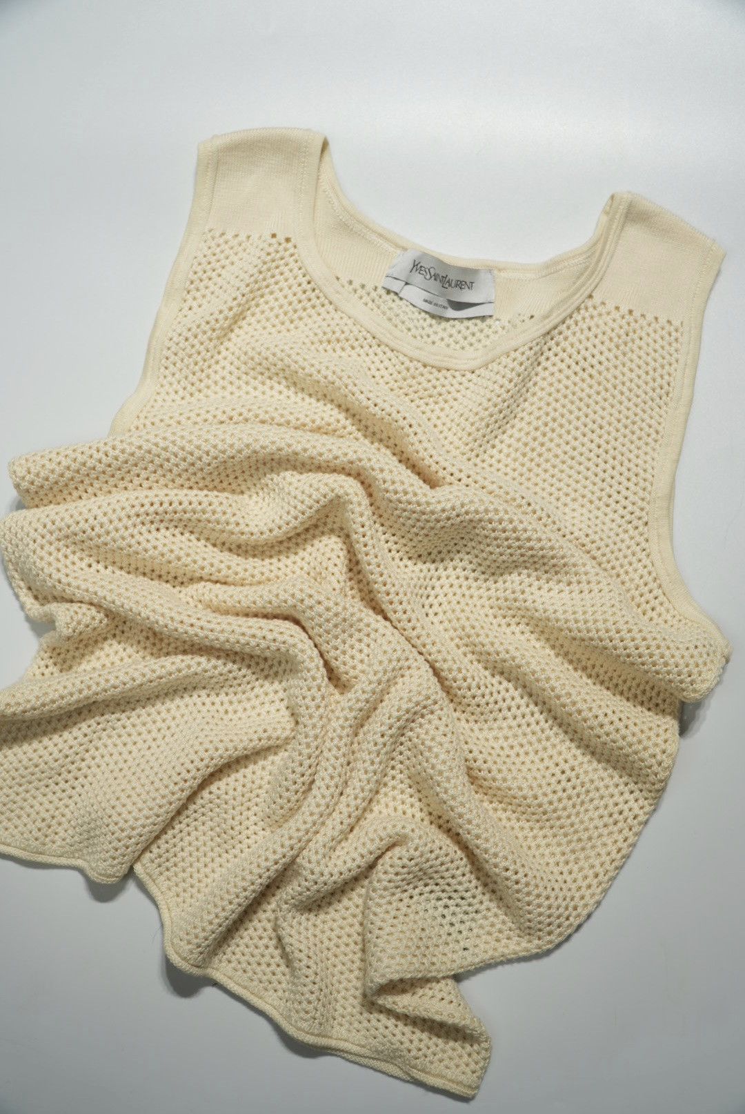 Yves Saint Laurent Yves Saint Laurent Beige Mesh Knit Tank Top Size US M / EU 48-50 / 2 - 5 Thumbnail