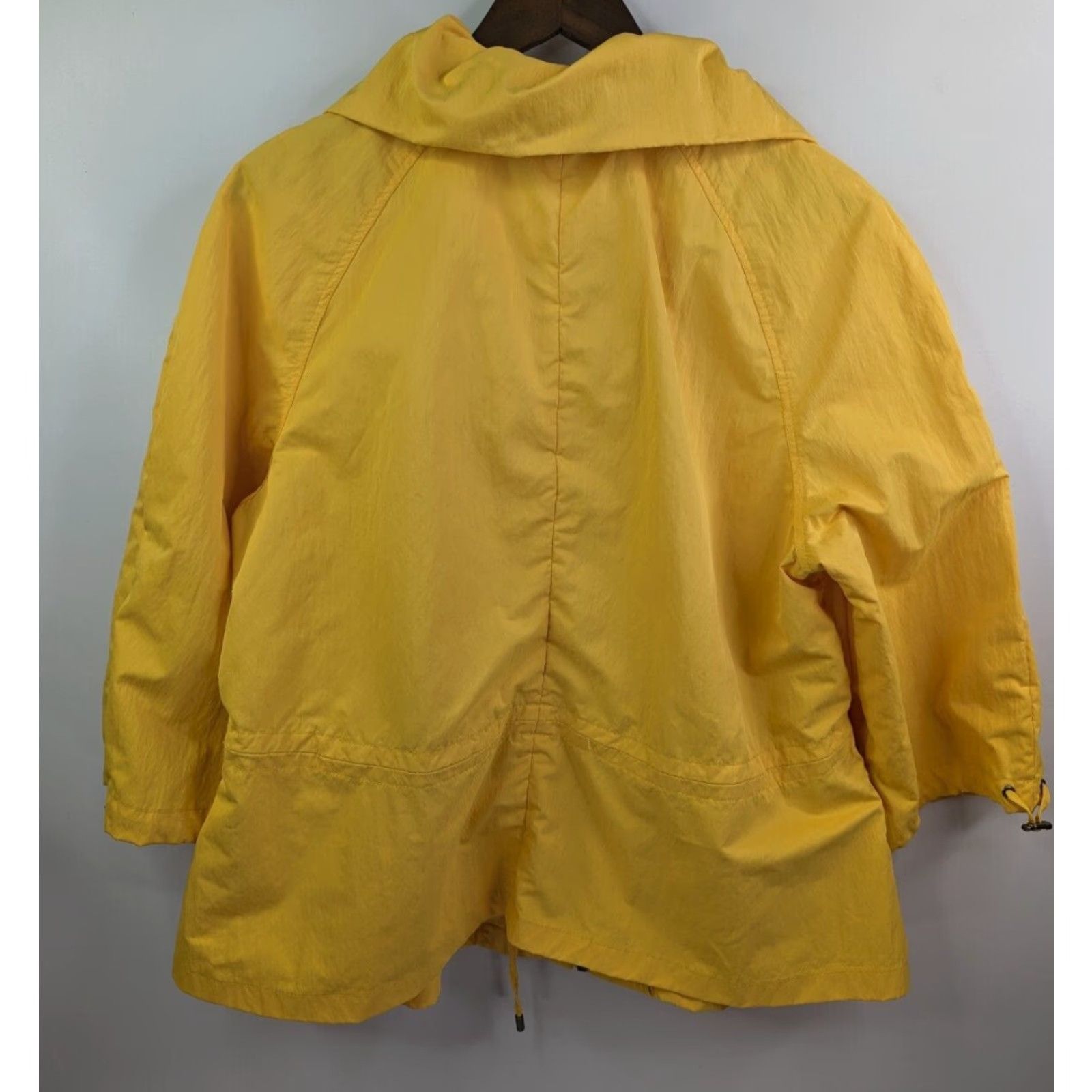 Vintage Lane Bryant Women's Jacket 14/16 Yellow Windbreaker Short 3/4 Sleeve Zipper Snap Toggle Pockets Baggy? (remove question mark) Size XL / US 12-14 / IT 48-50 - 5 Thumbnail