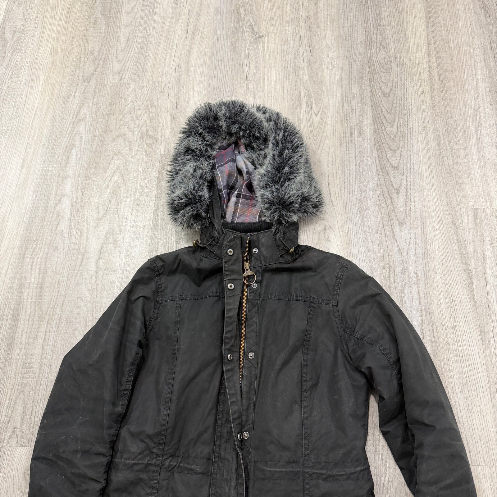 Barbour Barbour Brenin Parka Jacket Women's 8 Black Hooded Wax Size M / US 6-8 / IT 42-44 - 2 Thumbnail