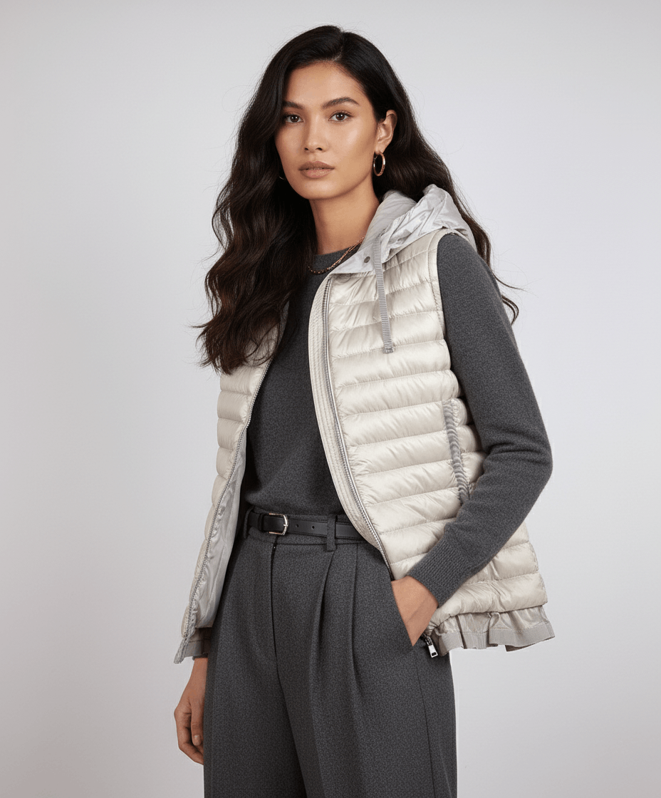 Moncler Moncler Lucila Gilet Off White Women's Size 4 Down Vest Size XL / US 12-14 / IT 48-50 - 1 Thumbnail