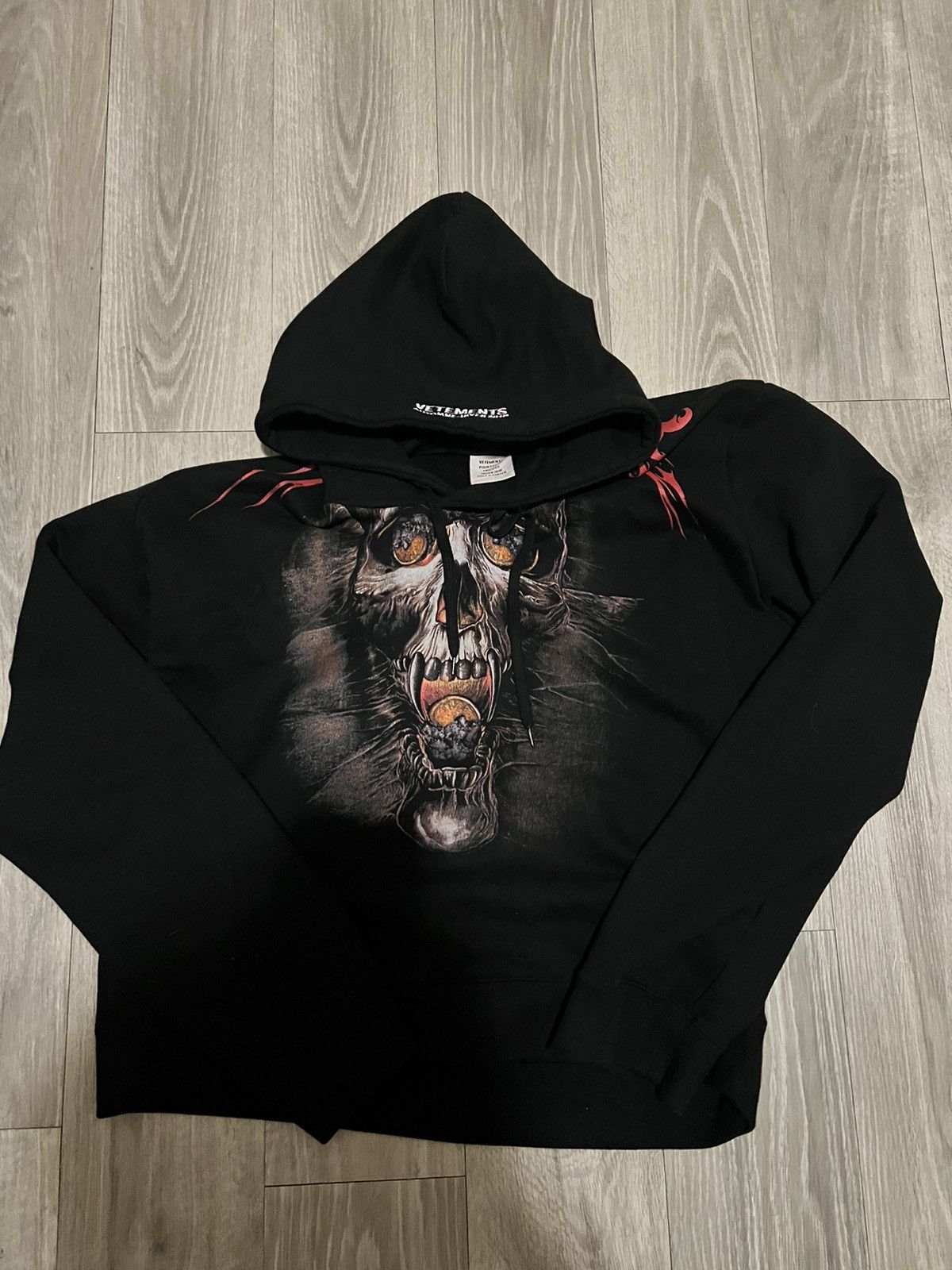 image of Vetements Hoodie Aw18 Misplaced Skull in Black, Men's (Size Small)