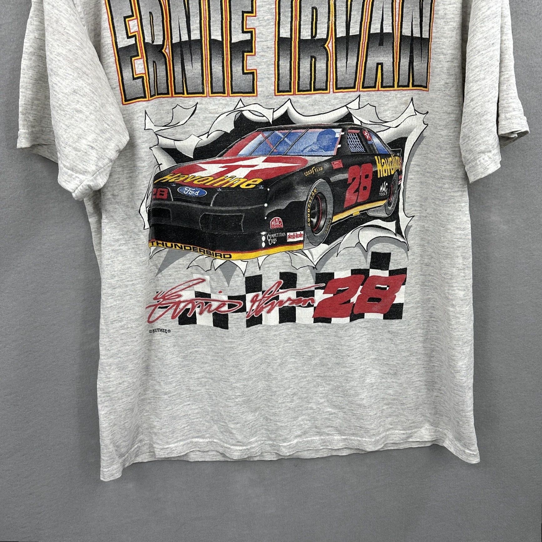 NASCAR VINTAGE Nascar Racing Shirt Mens L Havoline Texaco Ernie Irvan 28 Distress y2k Gray Cotton Jersey Logo 1990s Cars T-Shirt Mens Size US L / EU 52-54 / 3 - 5 Thumbnail