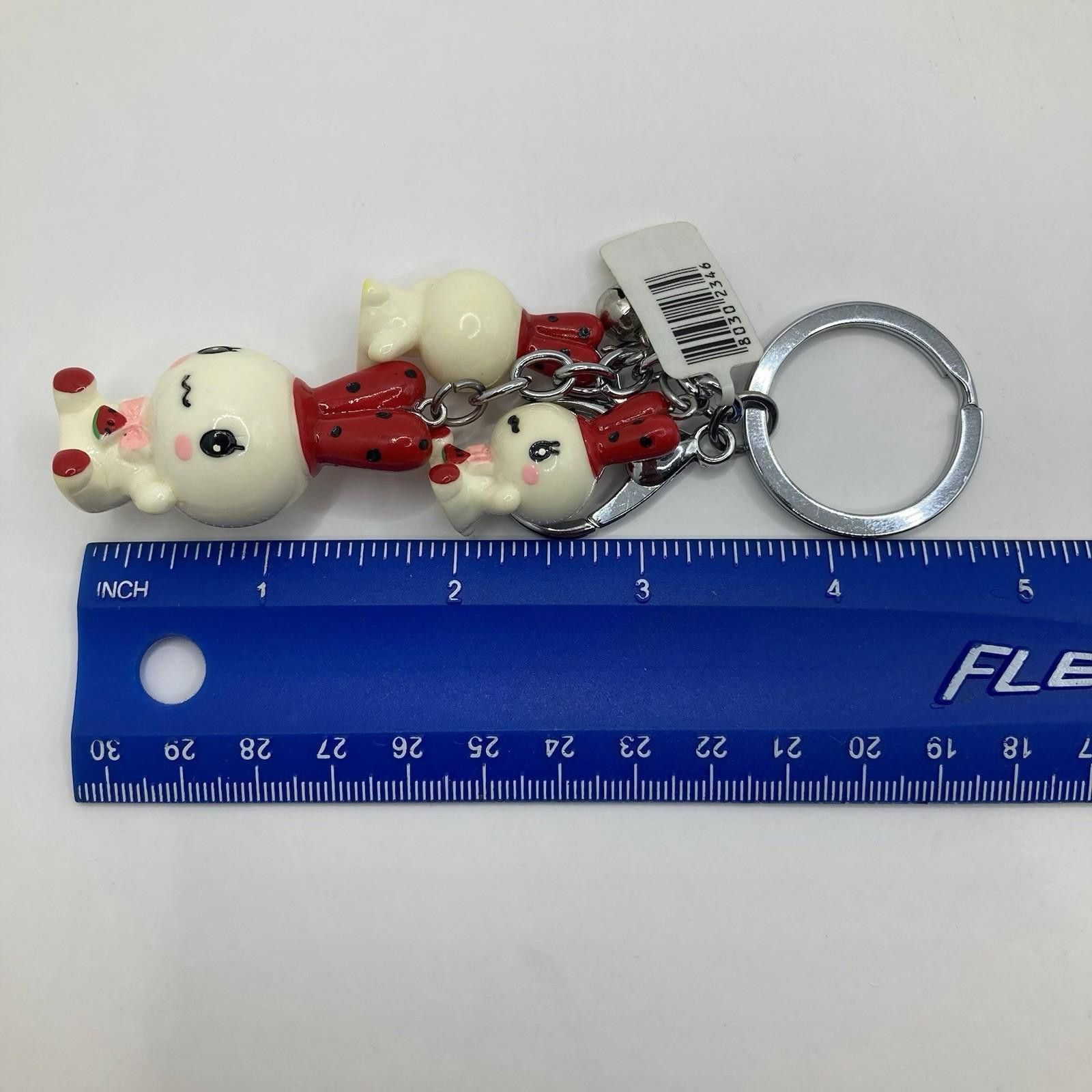 Designer New Cute White Bunny Key Chain Hand Painted Size ONE SIZE - 6 Thumbnail