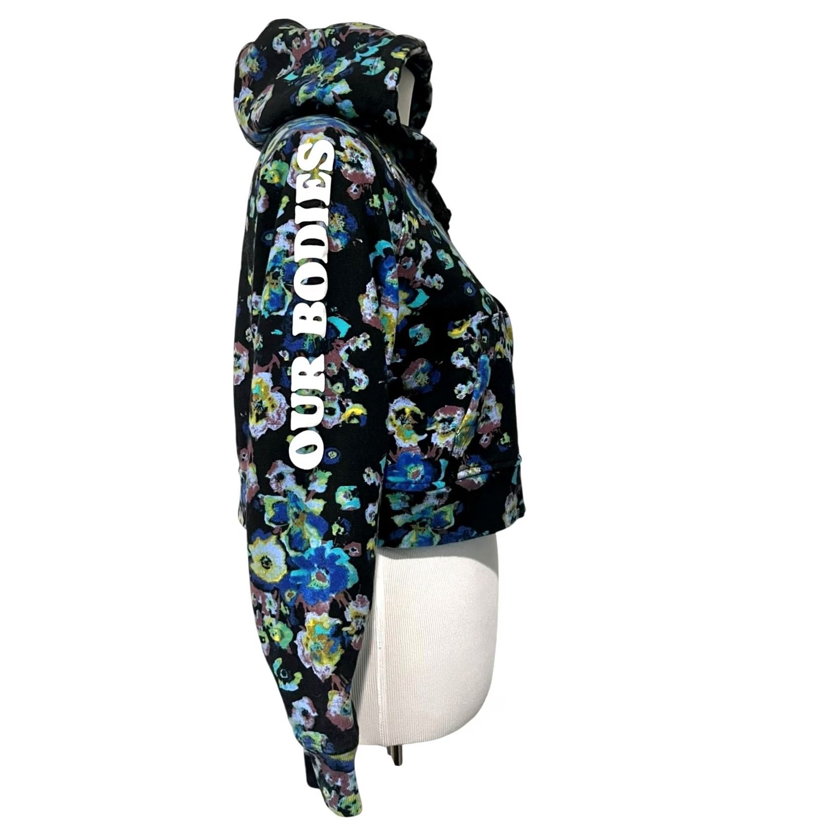 Ulla Johnson Ulla Johnson Hoodie Crop XS Blue Floral Full Zip Our Bodies Our Vote Made in USA Womens XS Hoodie Size XS / US 0-2 / IT 36-38 - 6 Thumbnail