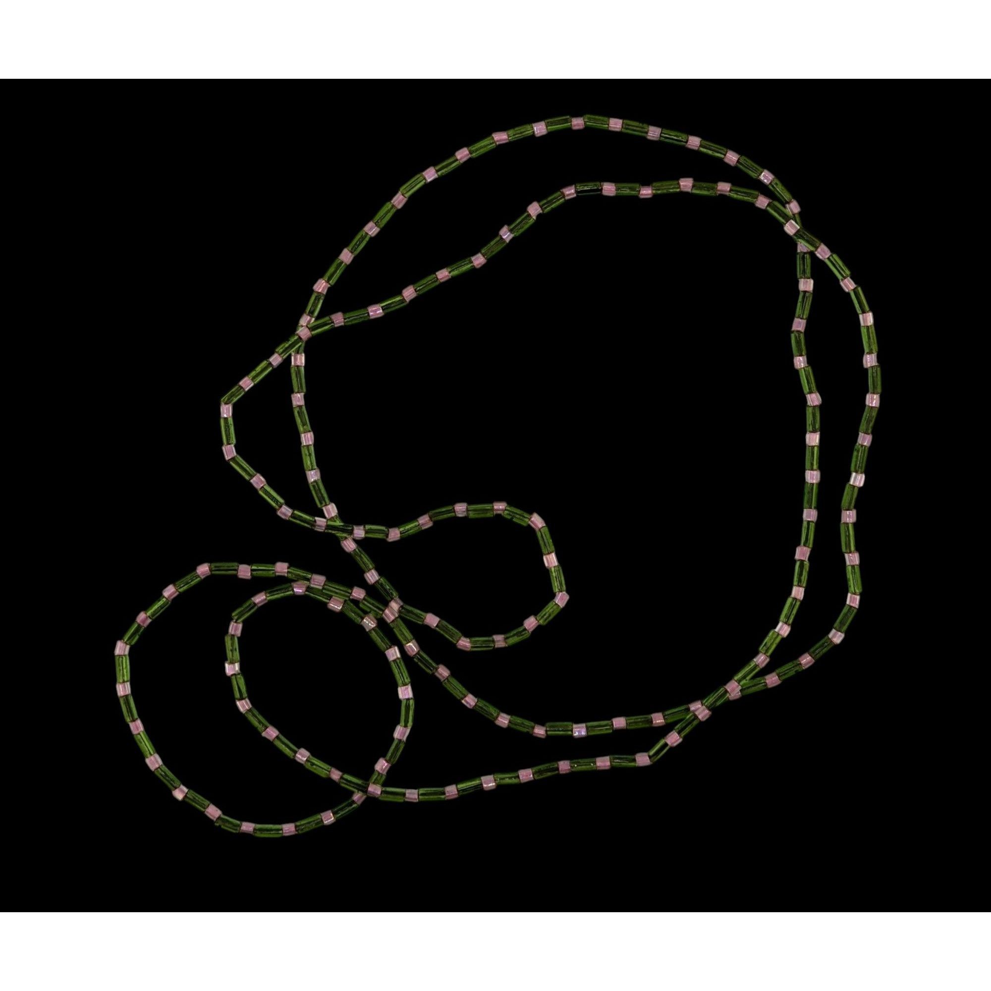 Other Cottagecore Glass Beaded Necklace With Pink & Green Cylindri Size ONE SIZE - 3 Thumbnail