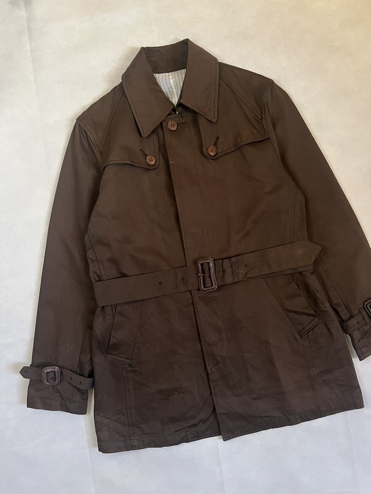 Japanese Brand Vintage TKMIXPICE Cowhide Japanese Designer Brown Coat Size XS / US 0-2 / IT 36-38 - 5 Thumbnail