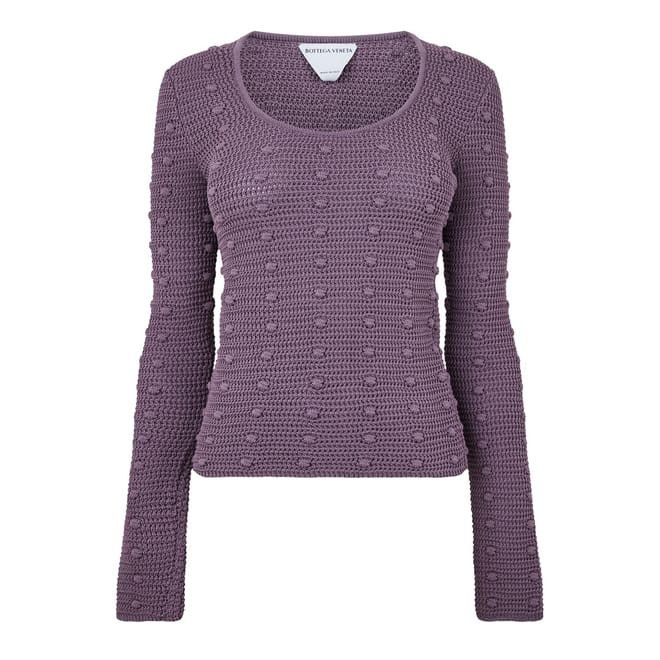 Bottega Veneta Bottega Veneta Scoop Neck Long Sleeve Sweater in Purple Size S / US 4 / IT 40 - 1 Thumbnail