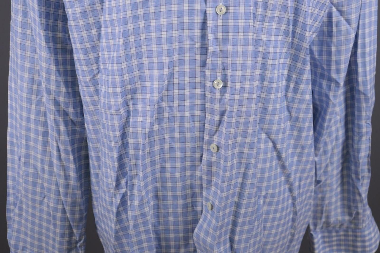 Eton Eton Contemporary Blue Check Cotton & Linen Shirt 43/17 Size US M / EU 48-50 / 2 - 5 Thumbnail