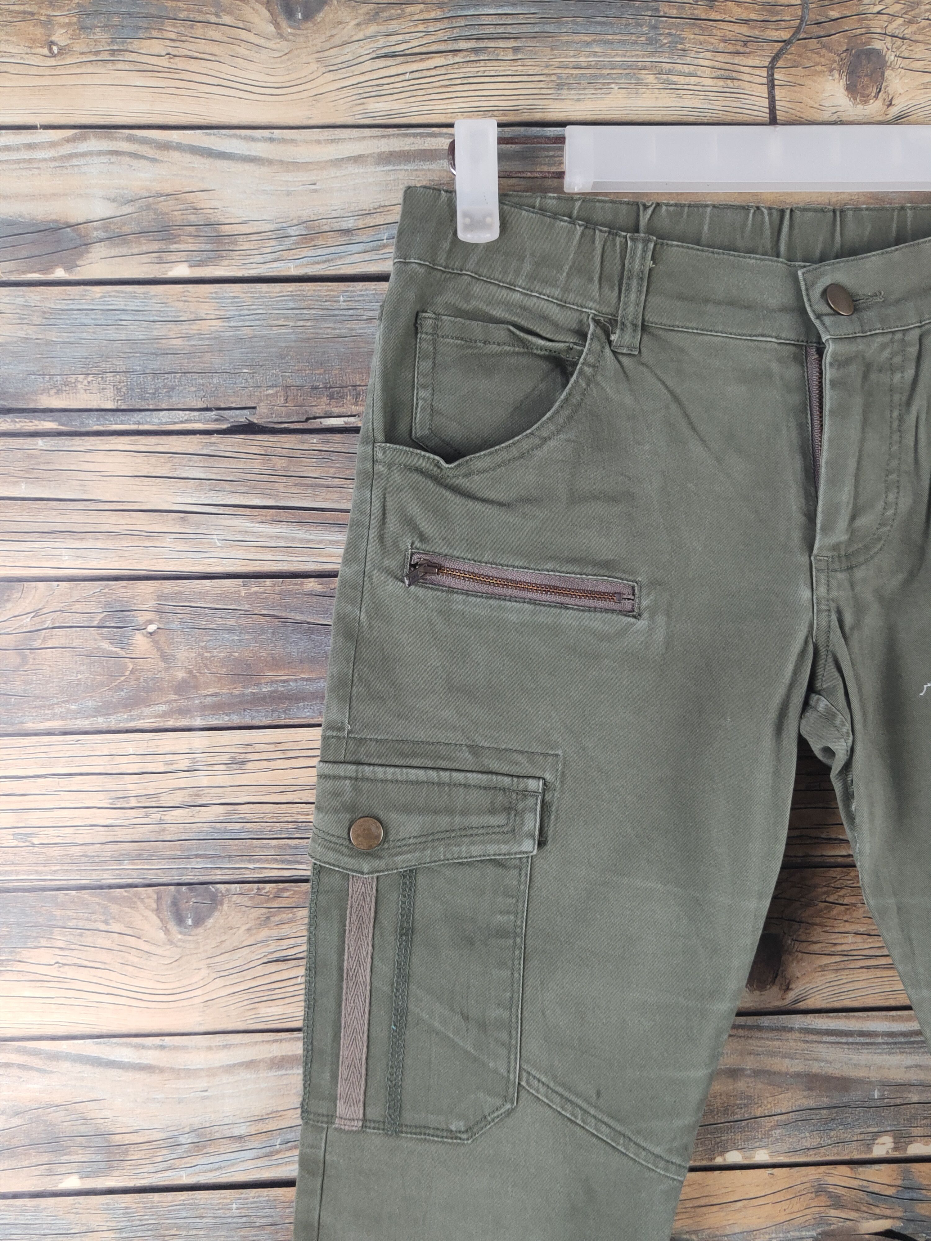 Japanese Brand DL P,b Green Multipocket Tactical Cargo Pants #1927 Size 28" / US 6 / IT 42 - 3 Thumbnail