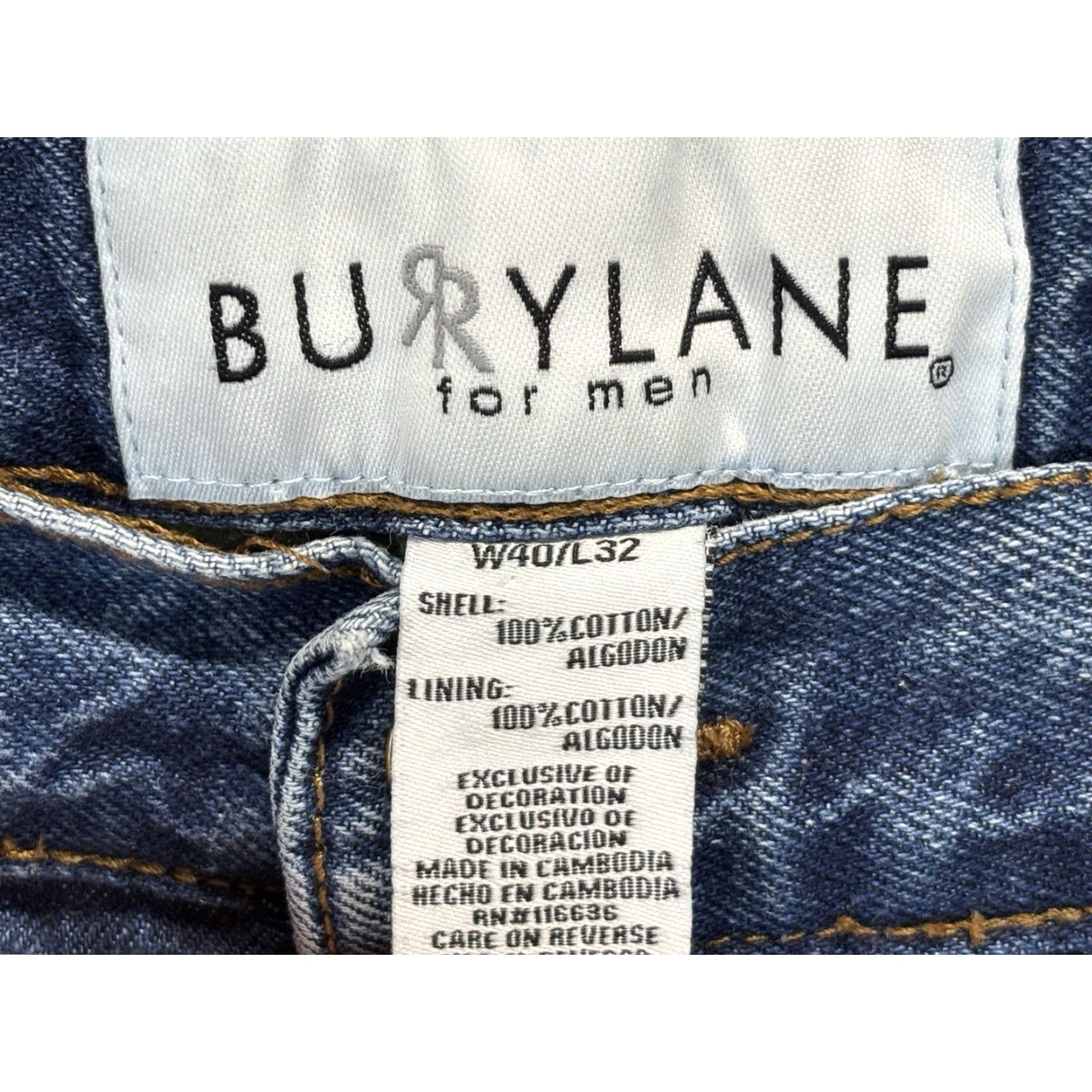 Denime Burry Lane Men's 40x32 Blue Denim Jeans Flannel Lined Straight Fit Classic Chore 80s Size US 40 / EU 56 - 7 Thumbnail