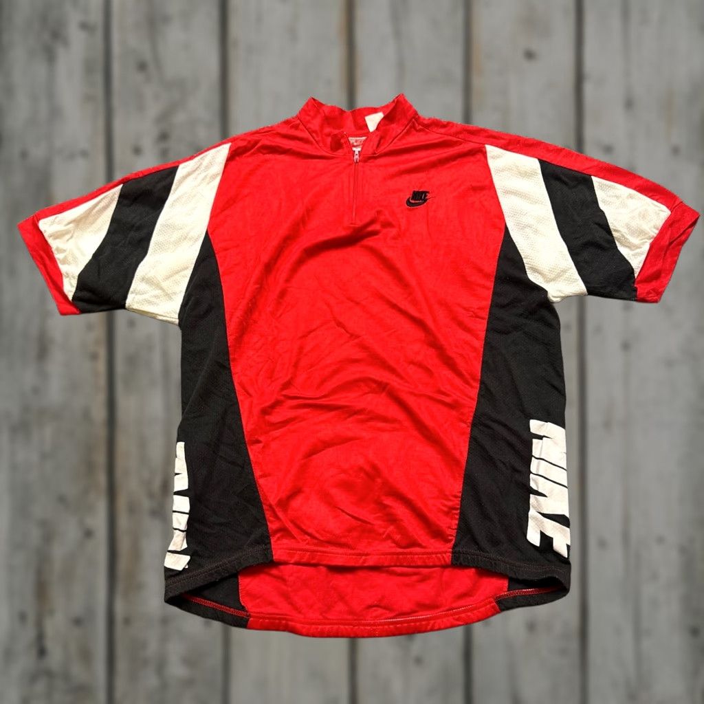 Nike VINTAGE Nike Quarter Zip Shirt XL Men Red 90s Activewear Cotton Paper Tag Y2K Size US XL / EU 56 / 4 - 1 Thumbnail