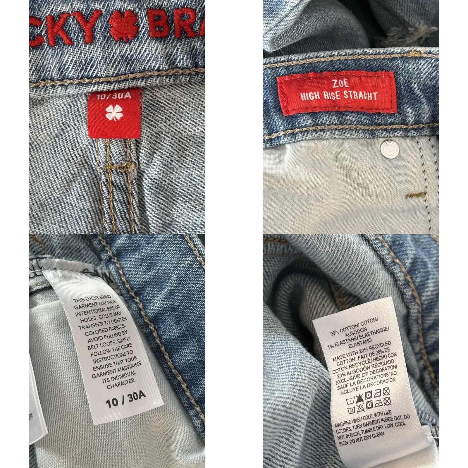 Lucky Brand Lucky Brand Zoe Straight High Rise Blue Denim Jeans Sz 10/30 Womens Size 32" / US 10 / IT 46 - 8 Thumbnail
