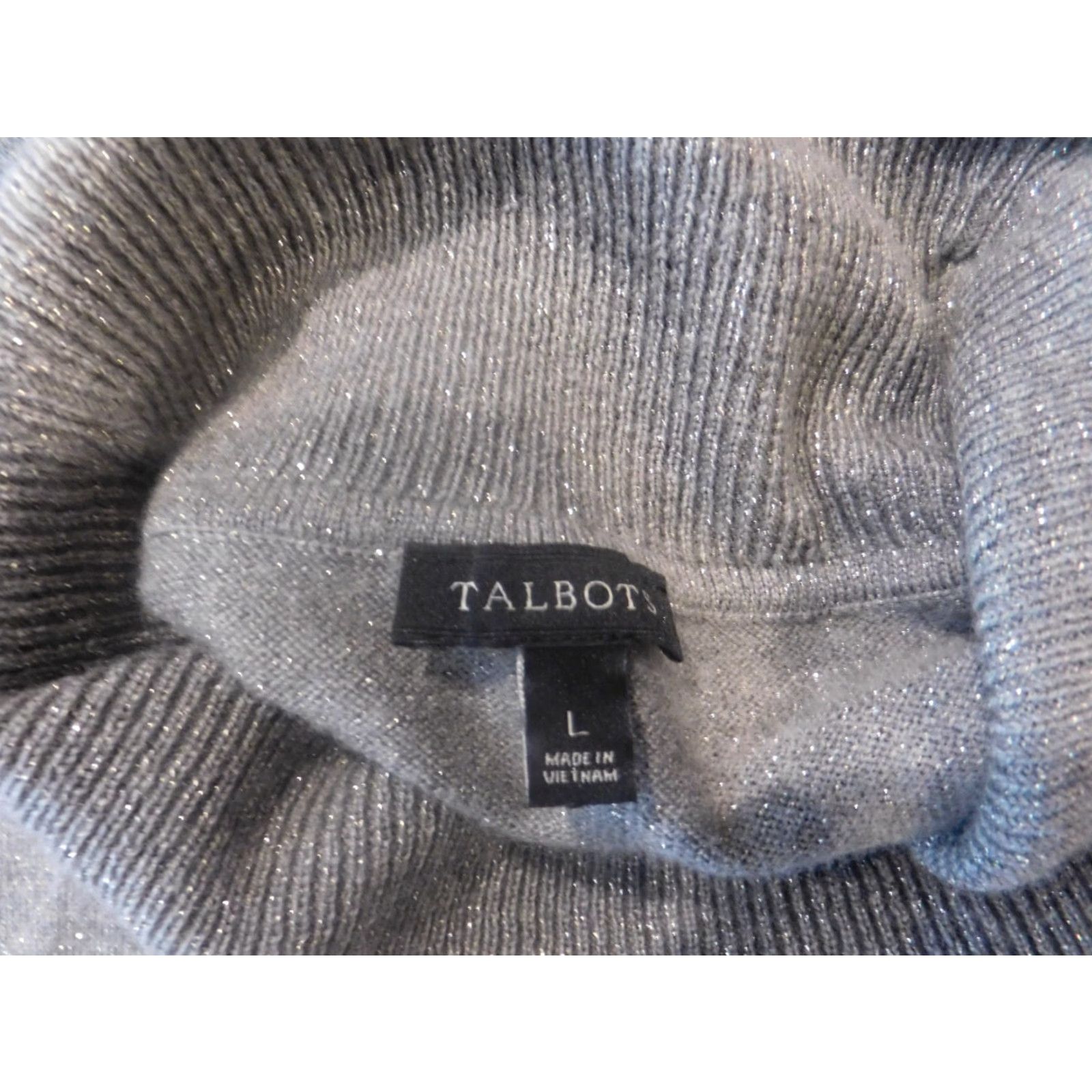Talbots Talbots Womens Sweater L Gray Pullover Turtleneck Wool Polyester Stretch Regular Knit Modern Button Crewneck long sleeve Size L / US 10 / IT 46 - 7 Thumbnail
