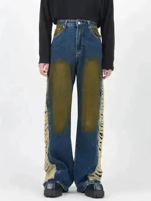 Japanese Brand Ripped Stacked Baggy Jeans Size US 32 / EU 48 - 5 Thumbnail