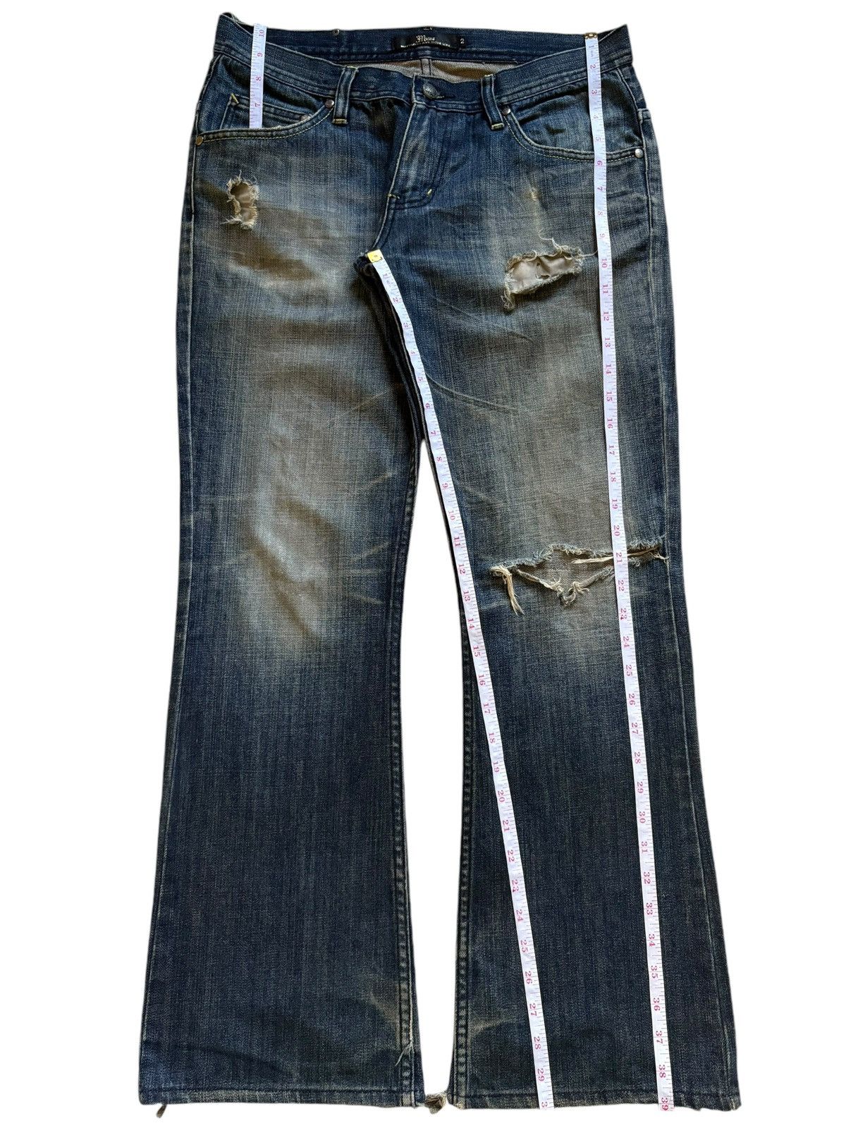 Japanese Brand Vintage Japanese MIDAS Mud Wash Distressed Flare Jeans Size 32" / US 10 / IT 46 - 14 Thumbnail