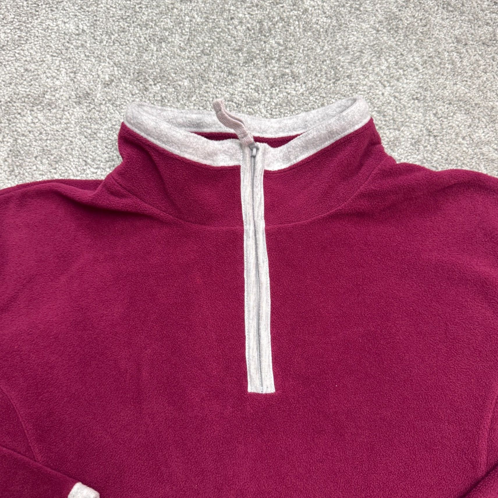 Vintage SJB Active Fleece 1/4 Zip Pullover Sweatshirt Jacket Womens XL Burgundy White Size XL / US 12-14 / IT 48-50 - 3 Thumbnail