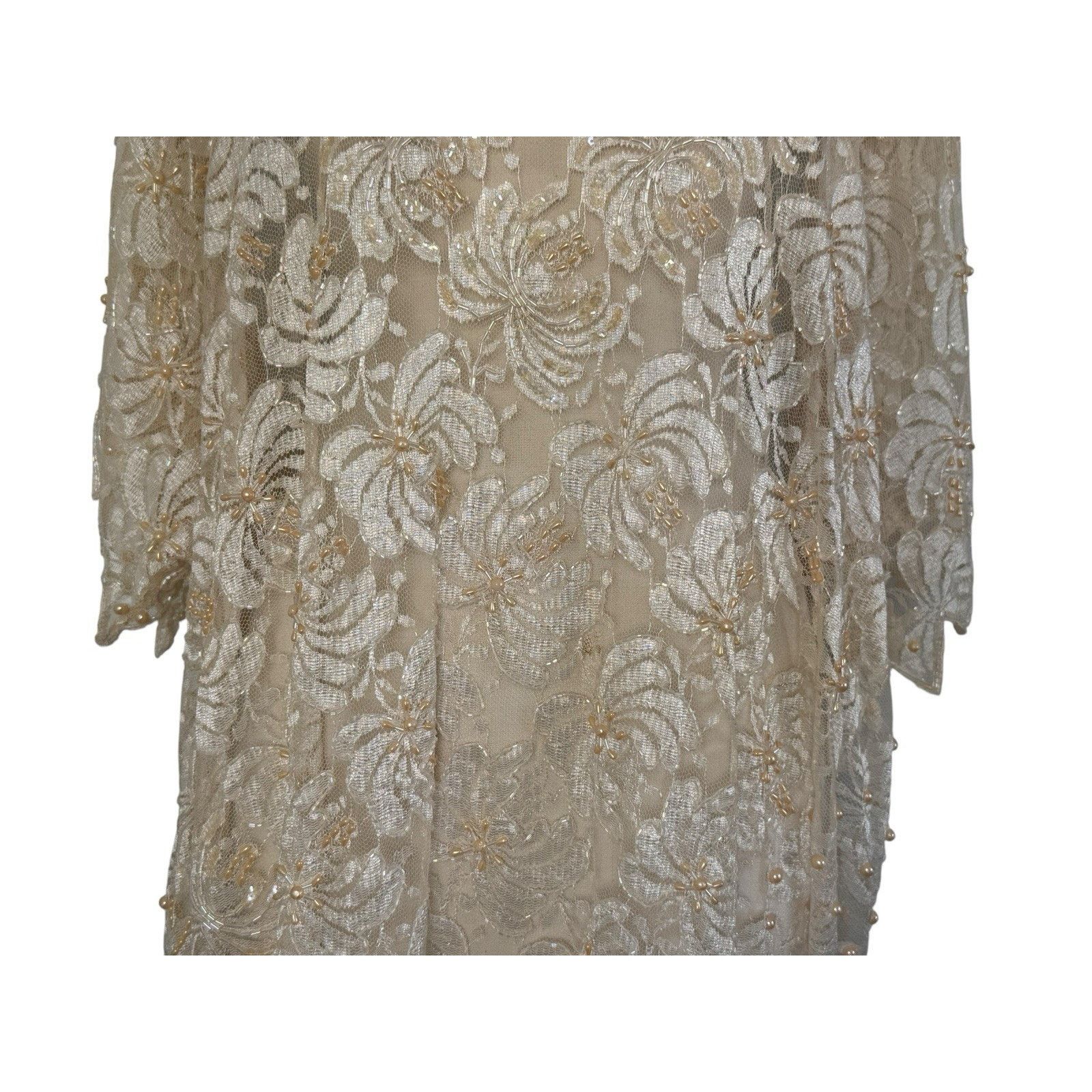 Other JAGSWEAR Vintage 100% Silk Shear Beaded 40s Flapper Dress 3X Size 3XL / US 20-22 - 5 Thumbnail