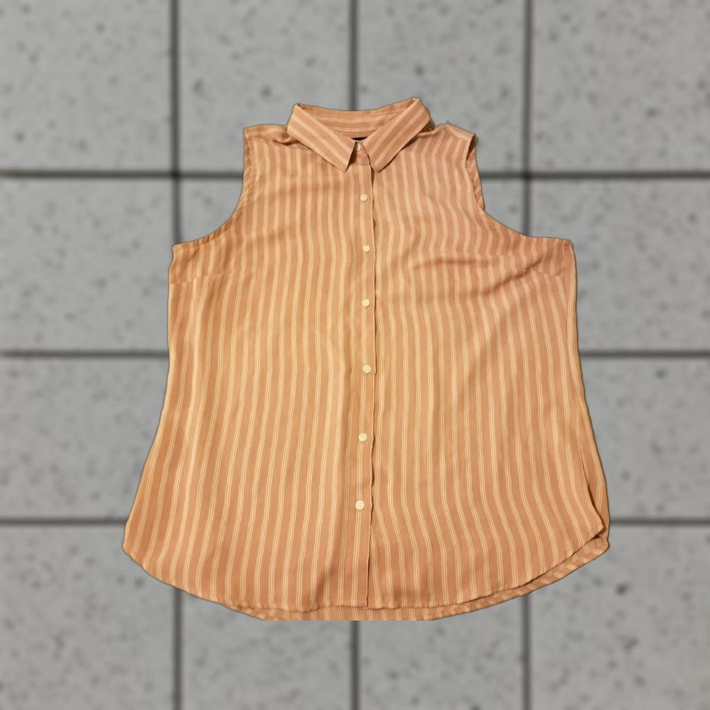 Banana Republic Banana Republic Blouse Shirt Sleeveless Orange L Womens Button Dress Size L / US 10 / IT 46 - 1 Thumbnail
