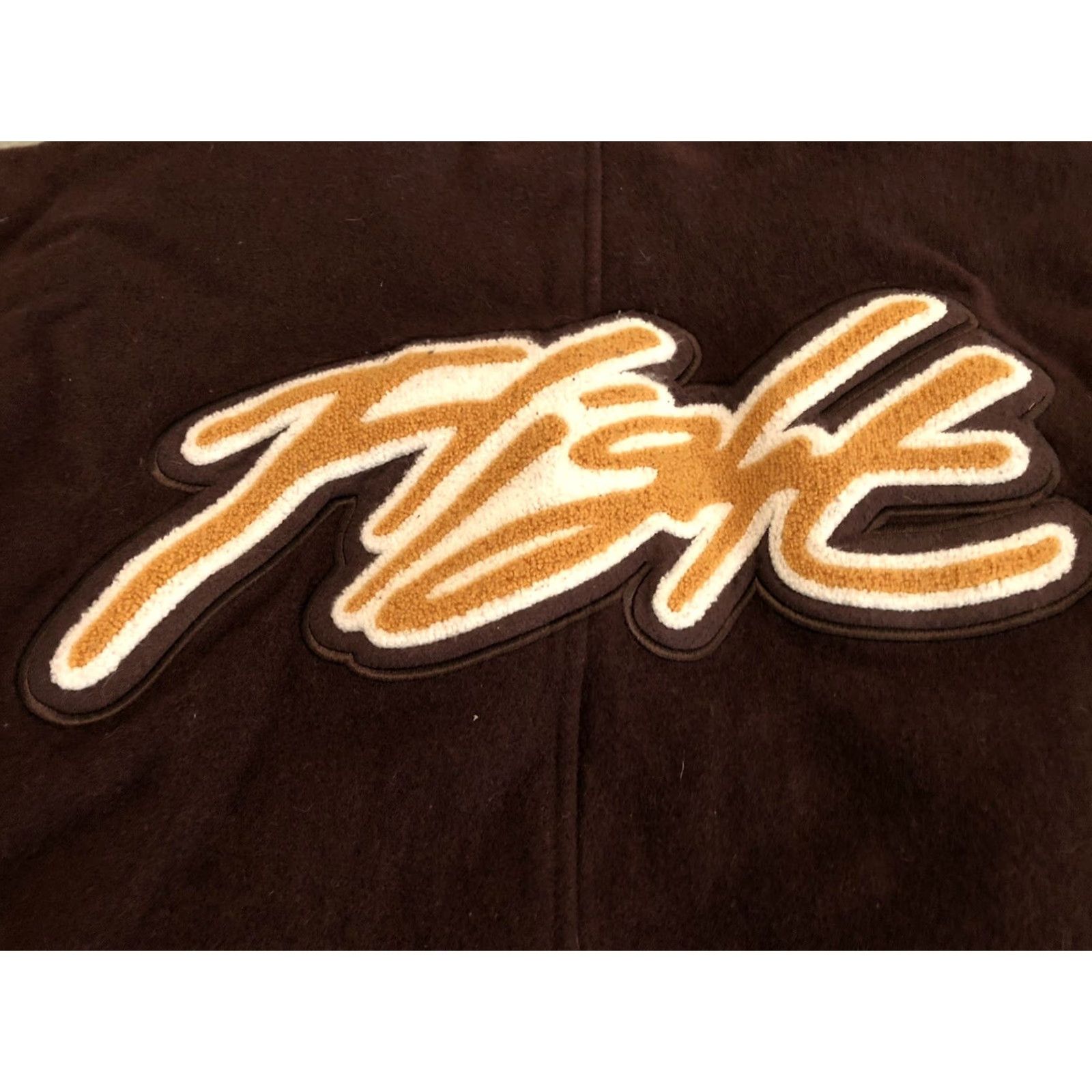 Nike Nike Air Flight Spell Out Patch Wool Varsity Jacket Coat Brown Mens XLT Size US XL / EU 56 / 4 - 2 Thumbnail