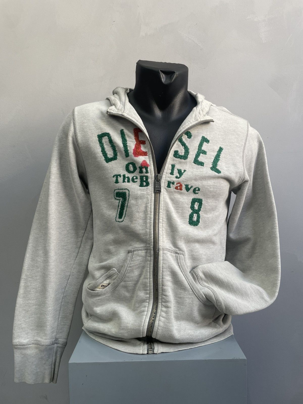 Diesel big logo zip up hood jacket hoodie y2k