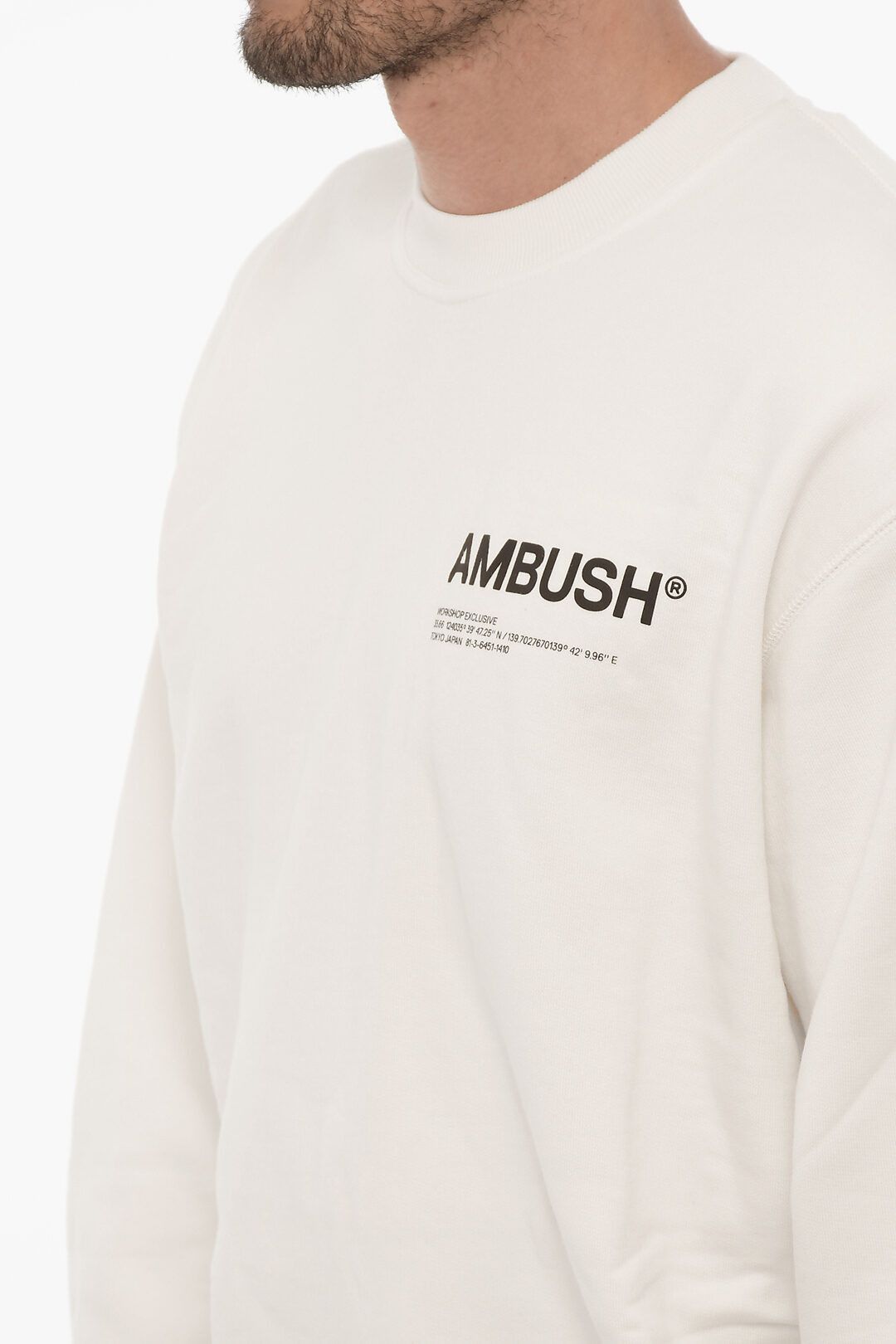 Ambush Design og1mm0925 Crewneck Sweatshirt in White/Black Size US XXS / EU 40 - 3 Thumbnail