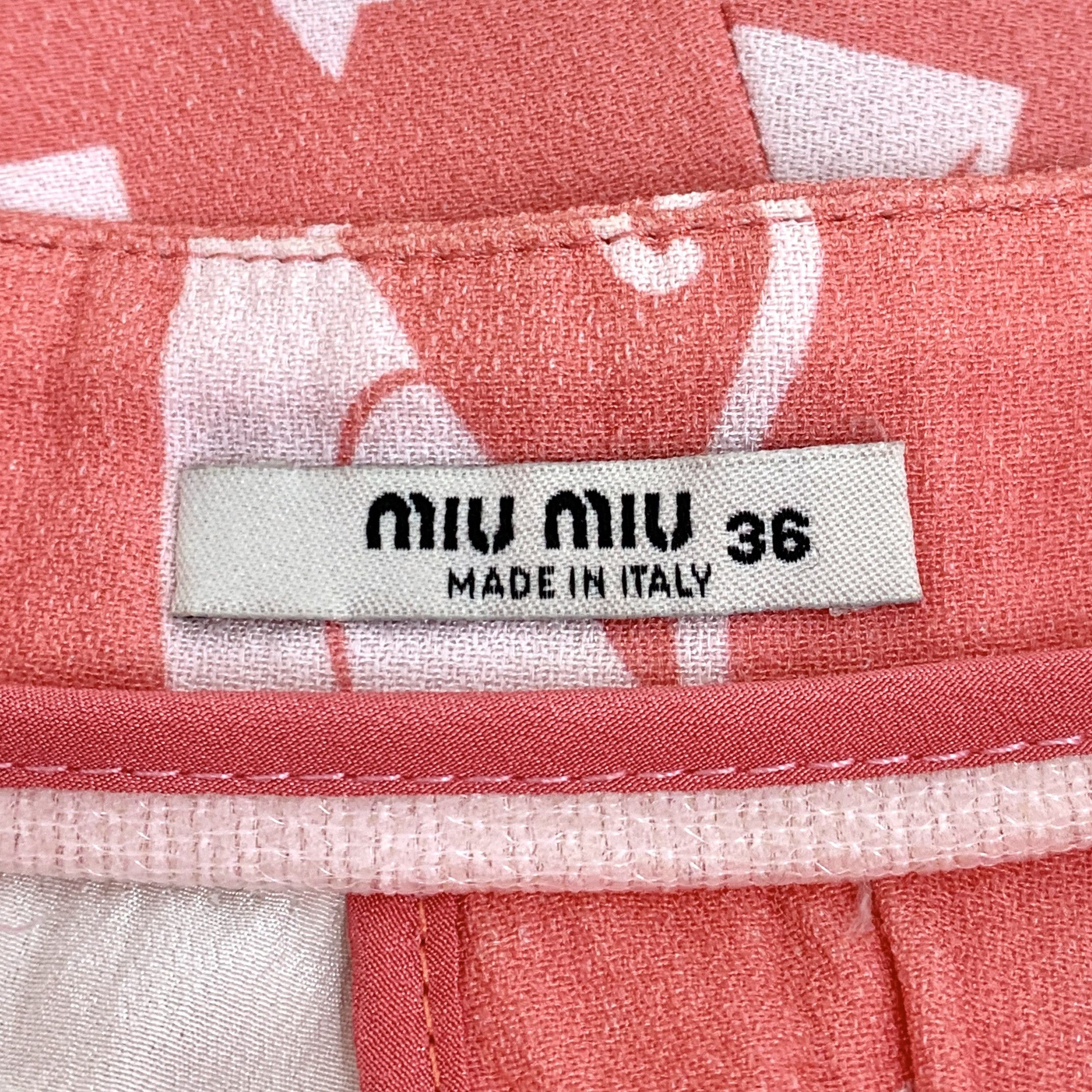 Miu Miu Miu Miu Orange Cat Print Casual Mini Skirt (Size XS) Size 25" / US 0 / IT 36 - 2 Thumbnail