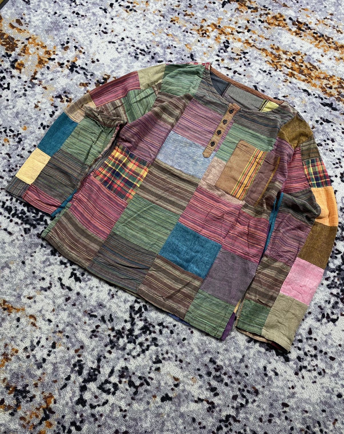 image of 14Th Addiction Japanesebrand Ganesha Patchwork Kapital Style, Men's (Size Large)