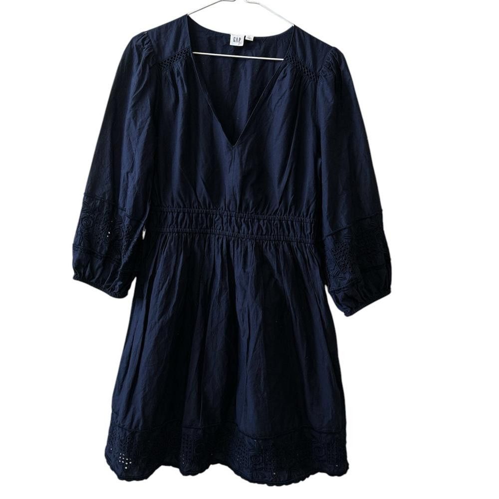 Gap GAP navy blue Eyelet Detail Dress Size S Size S / US 4 / IT 40 - 1 Thumbnail