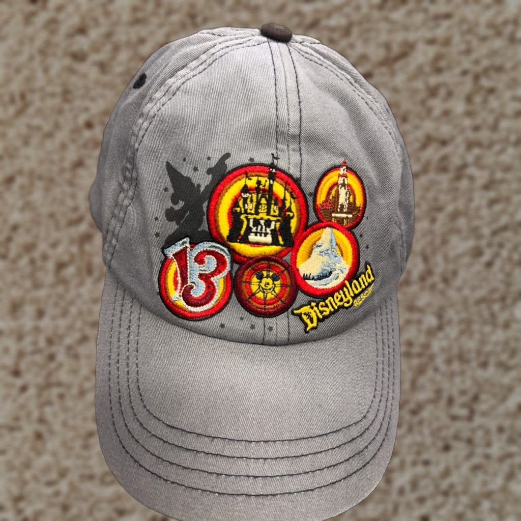 Disney Disney Disneyland Resort Hat Cap Strap Back Adult OS Gray Cotton Twill Disney Cap, Baseball, Adjustable, Lightweight, Unisex Adults Size ONE SIZE - 1 Thumbnail