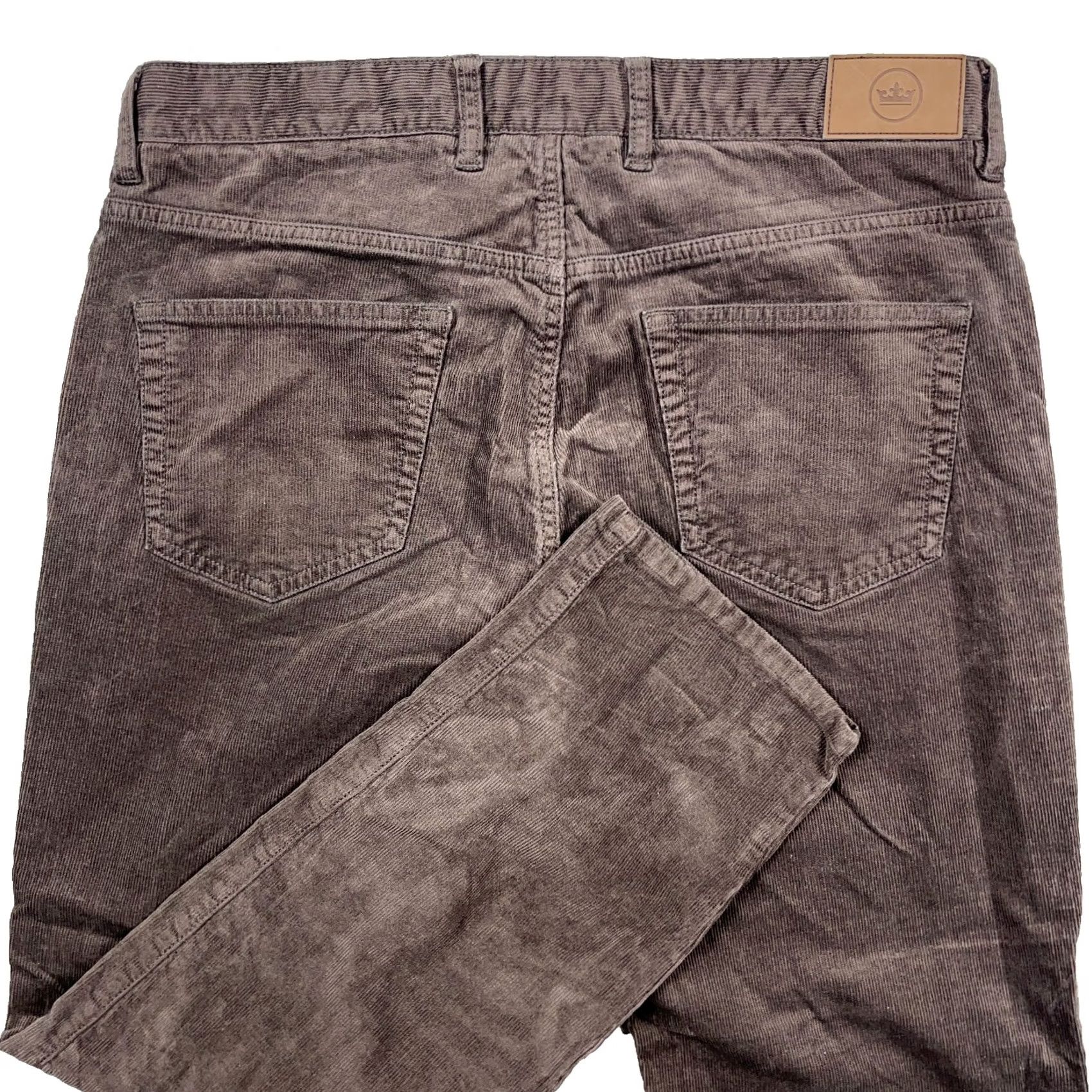 Peter Millar Peter Millar Corduroy Pants Men 33x28 Dark Brown Chino Dress Utility Chocolate Charcoal Brown Cotton Straight Flat Front 5-Pocket Regular Size US 33 - 2 Thumbnail