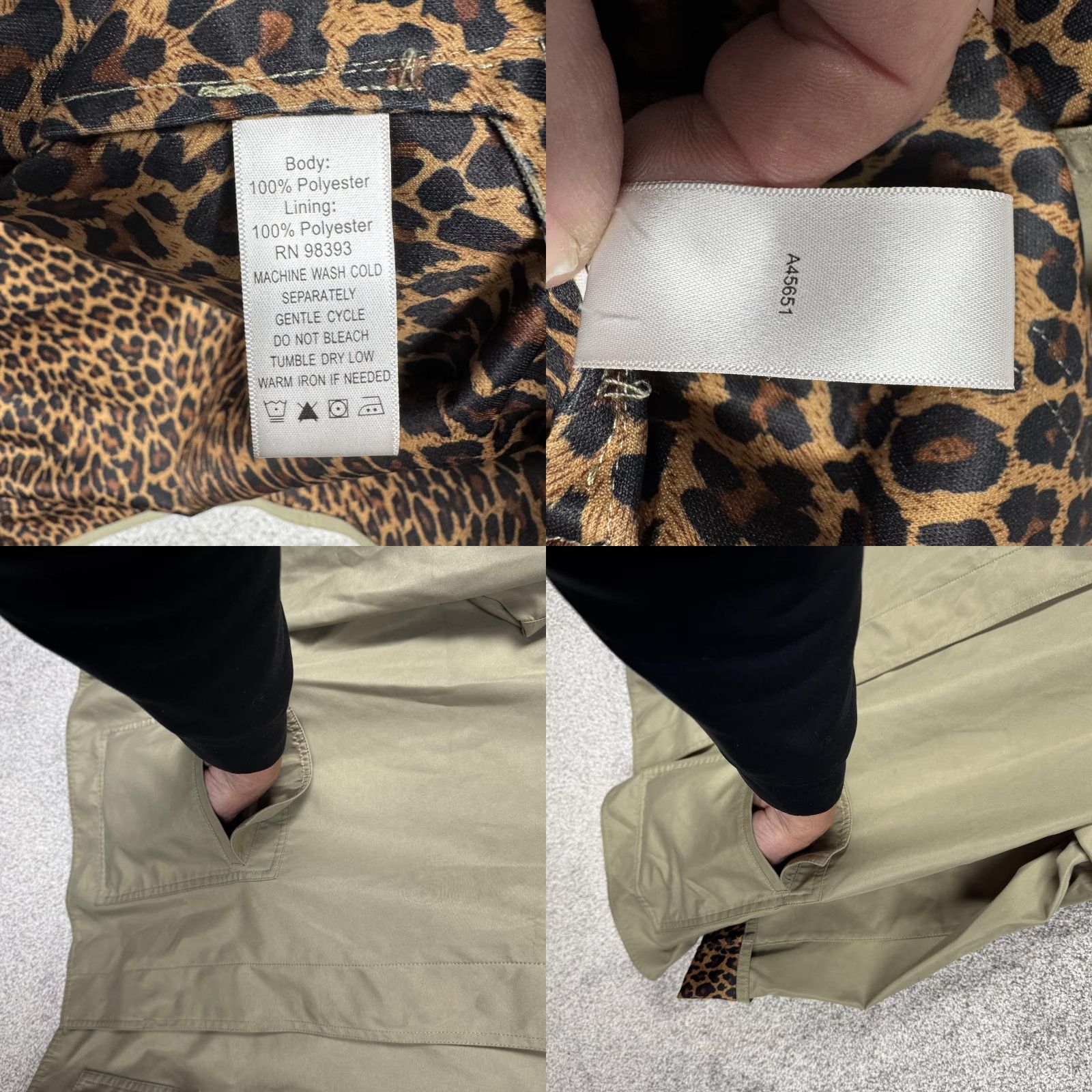 Vintage Dennis Basso Jacket Womens XL Green Leopard Lined Snap Front Pockets Classic Size XL / US 12-14 / IT 48-50 - 8 Thumbnail
