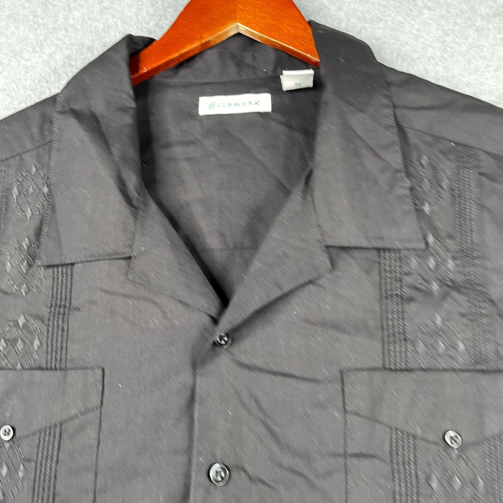 Cubavera Cubavera Shirt Mens 3X Black Short Sleeve Button-Up Pockets Beach Casual Solid Pattern Size US XXL / EU 58 / 5 - 4 Thumbnail