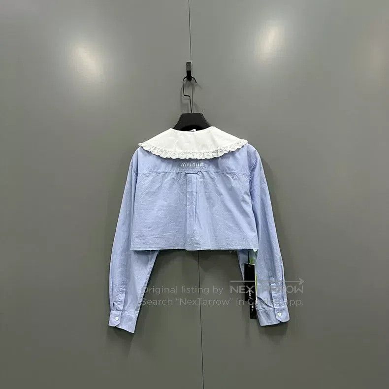 Miu Miu Miu Miu 40 Light blue doll collar shirt Size M / US 6-8 / IT 42-44 - 2 Thumbnail