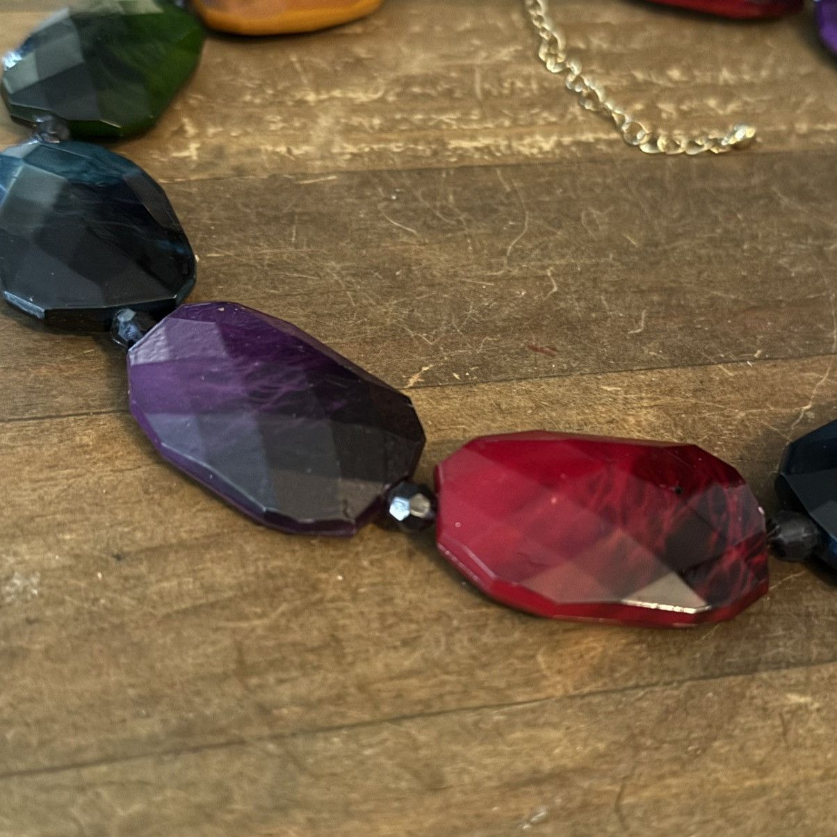 Other Chunky multicolor faceted wooden bead statement necklace Size ONE SIZE - 3 Thumbnail