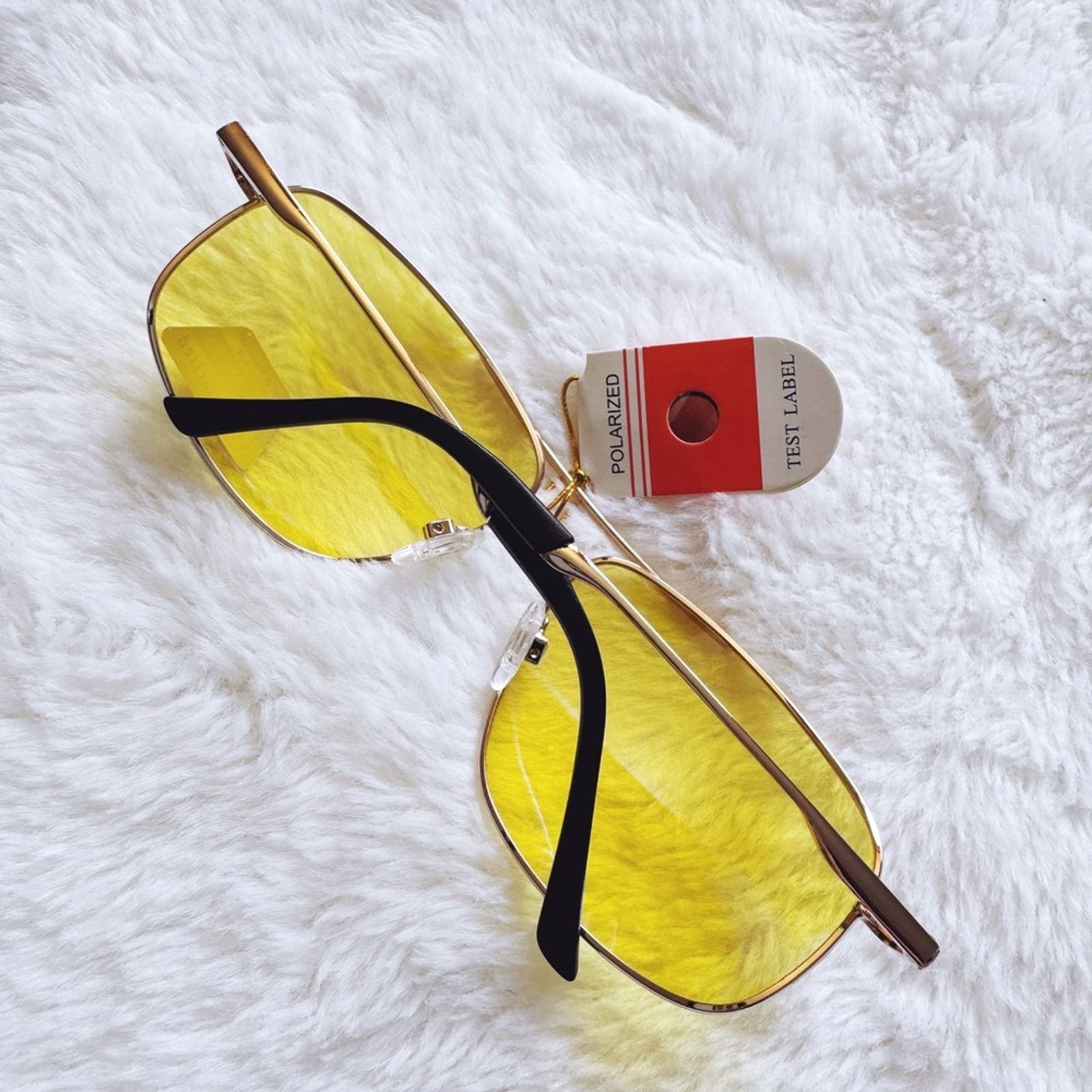 Other Oscar Clear Yellow w/ Gold Rim Aviator Sunglasses Size ONE SIZE - 10 Thumbnail
