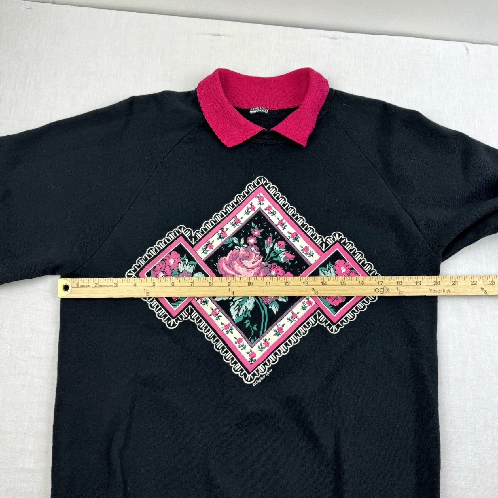 Vintage VINTAGE Rose Flower Sweatshirt Womens Large Black Collar Nature Cute Grandma 90s Size L / US 10 / IT 46 - 7 Thumbnail