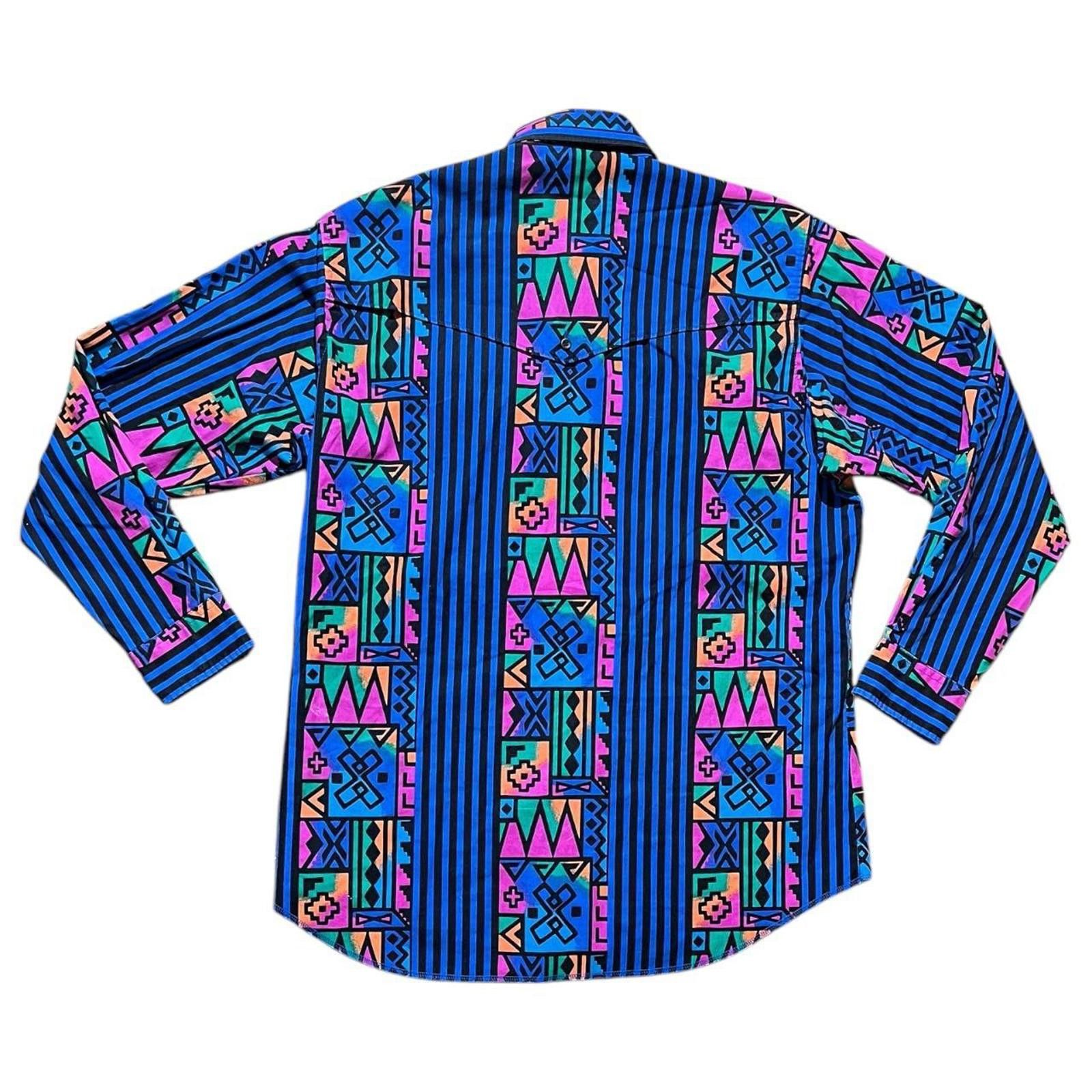 Wrangler Vintage Wrangler Geometic Brushpopper Pattern western Shirt Size US XL / EU 56 / 4 - 2 Thumbnail