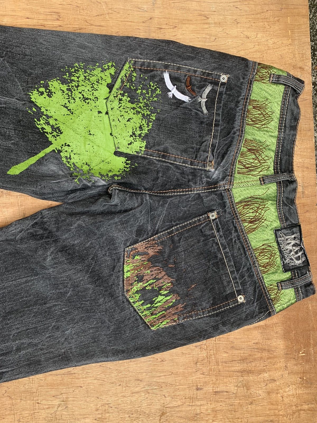 Art Comes First Mad Fashion Embroidered and Paint Print Denim Pants Size US 32 / EU 48 - 16 Thumbnail