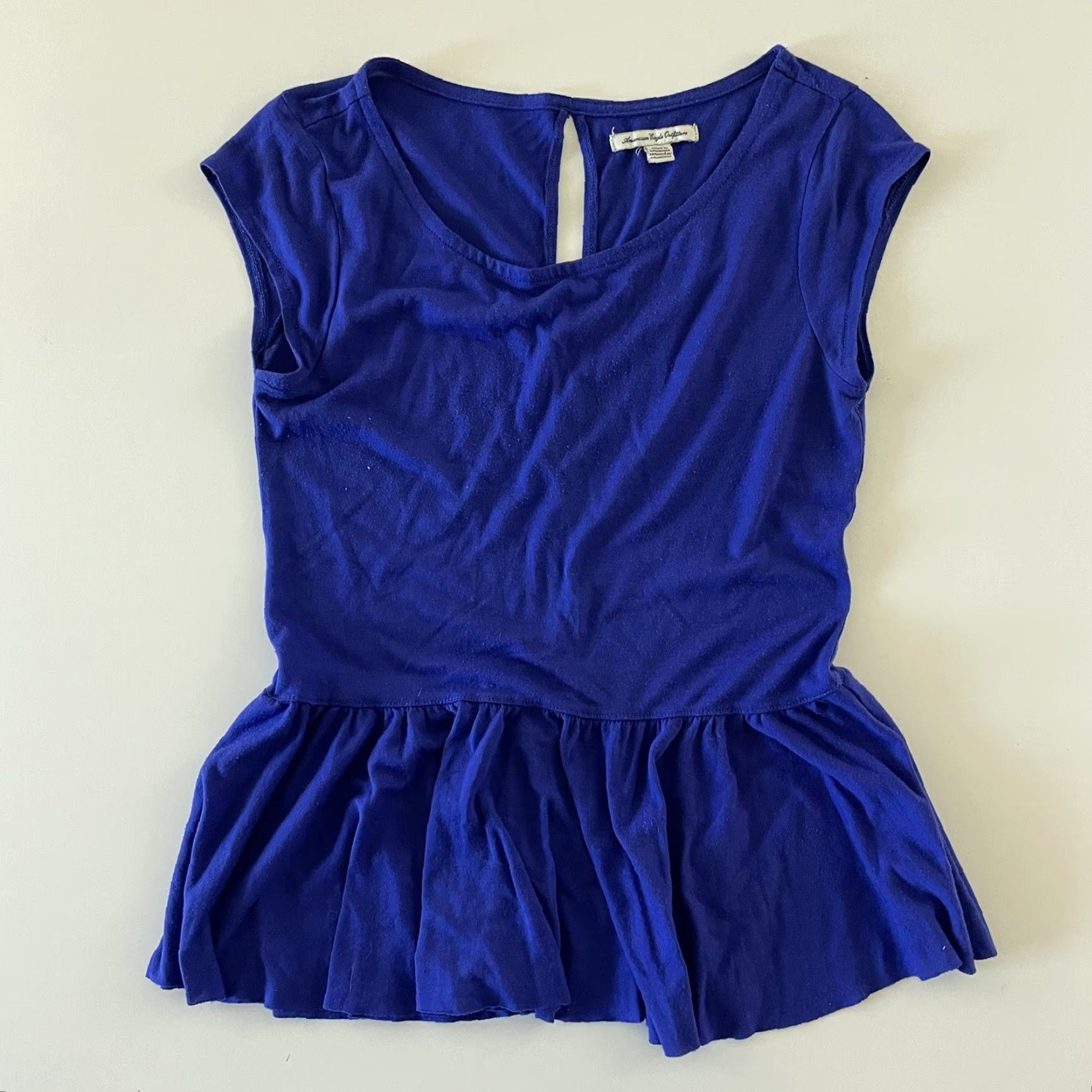 American Eagle Outfitters American Eagle Outfitters Shirt XS Womens Short Sleeve Purple Blue Super Soft Blouse Size XS / US 0-2 / IT 36-38 - 2 Thumbnail