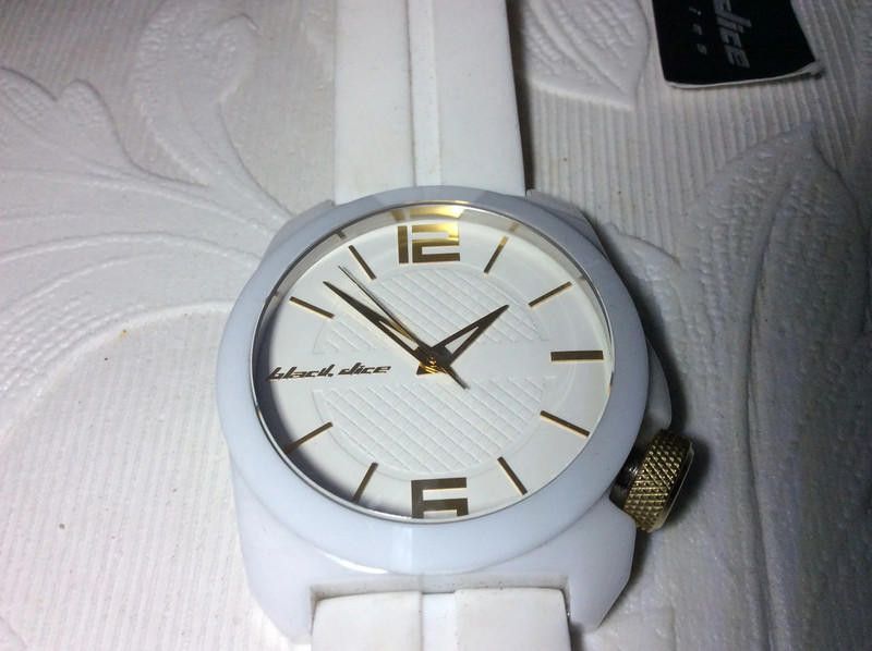 Designer Black dice white gold dial ladies rubber watch Size ONE SIZE - 1 Thumbnail