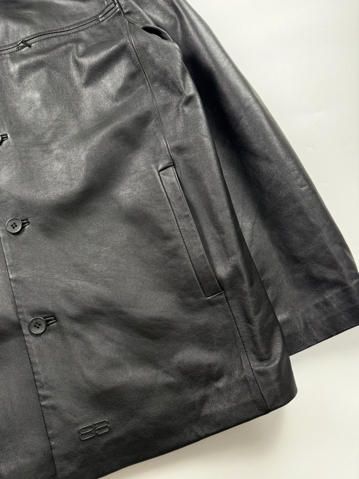 Balenciaga Vintage Balenciaga Buttoned Leather Jacket Size US XL / EU 56 / 4 - 5 Thumbnail